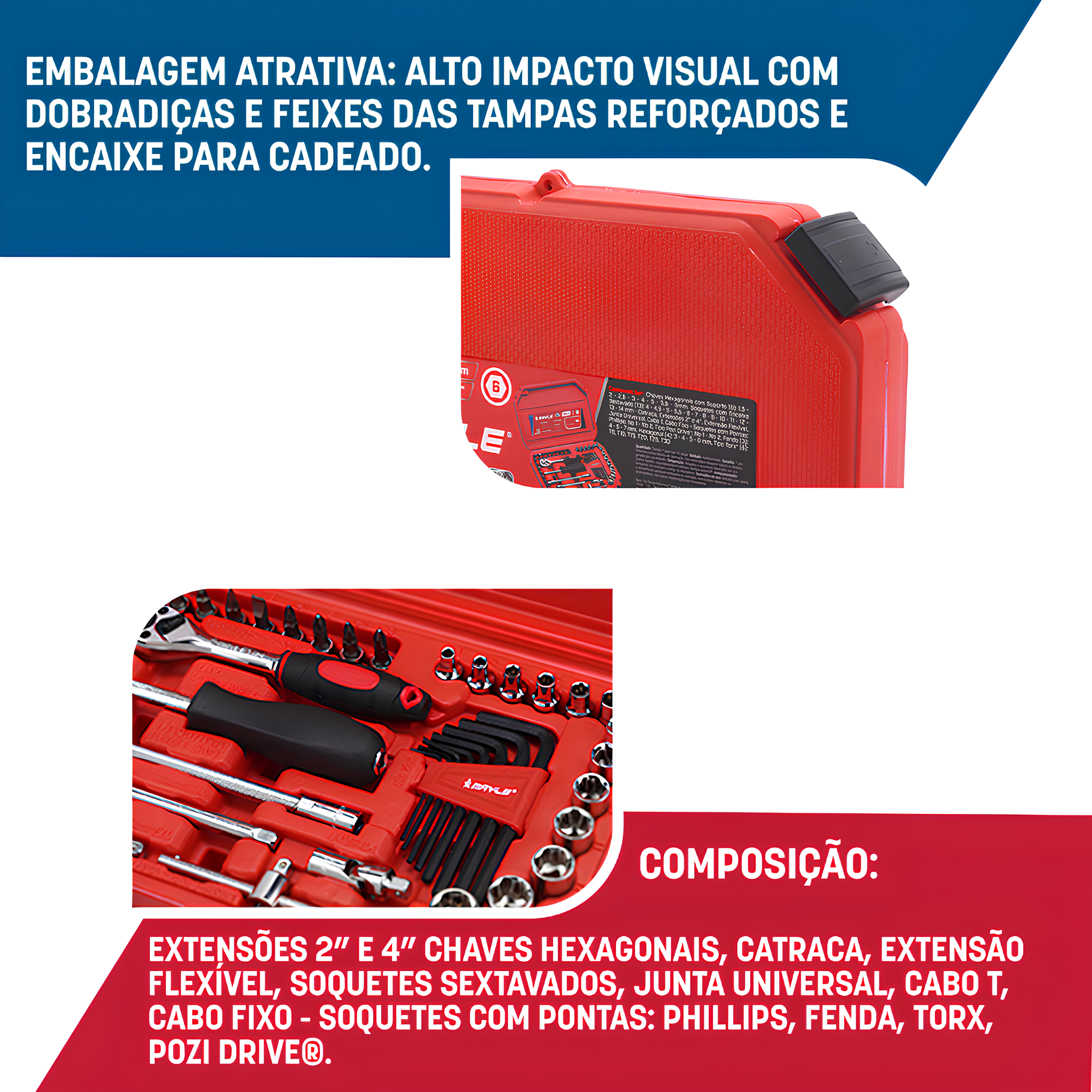 Jogo De Soquetes 1/4" 45 Peças 110045 Mayle
