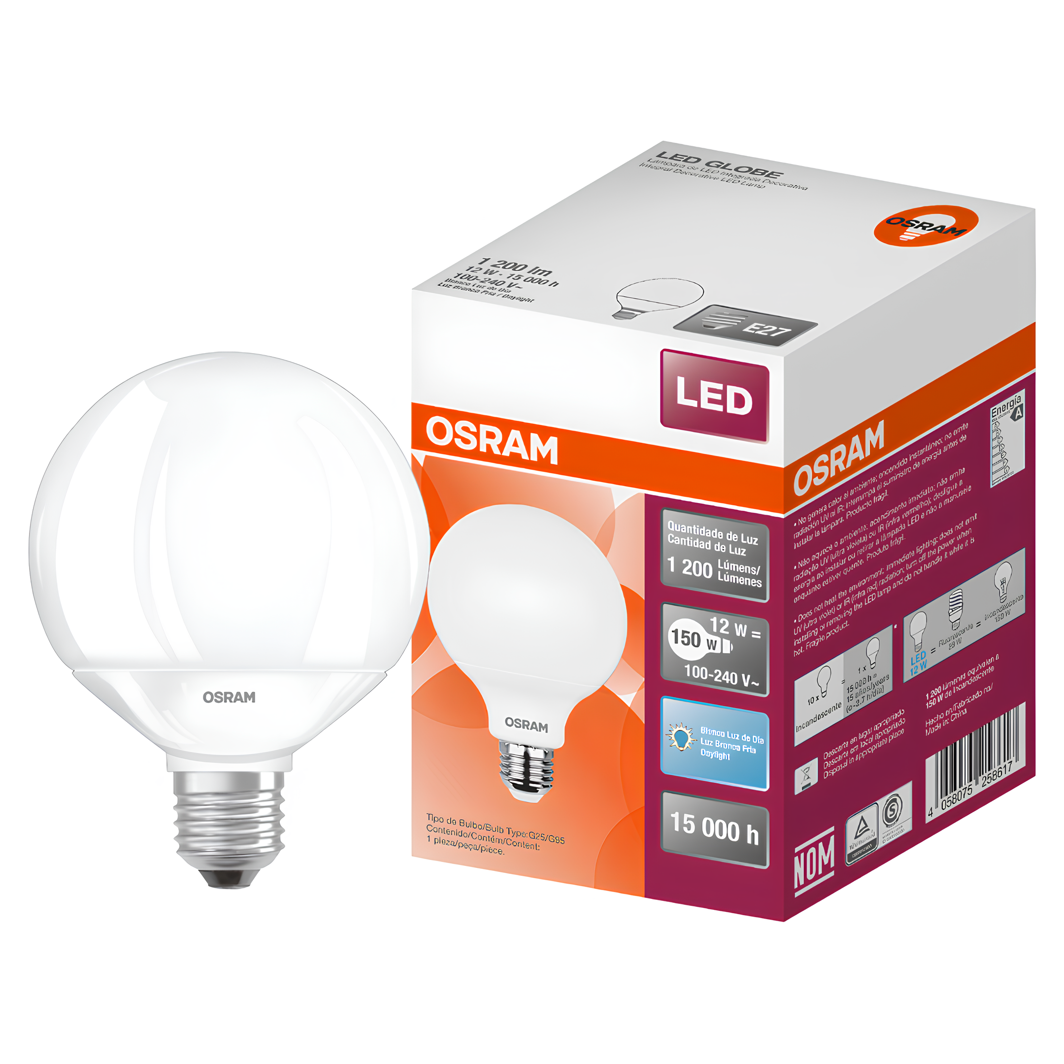 Lampada Led Globo 12W 1200Lm 200° Ip20 Bivolt E27 Osram