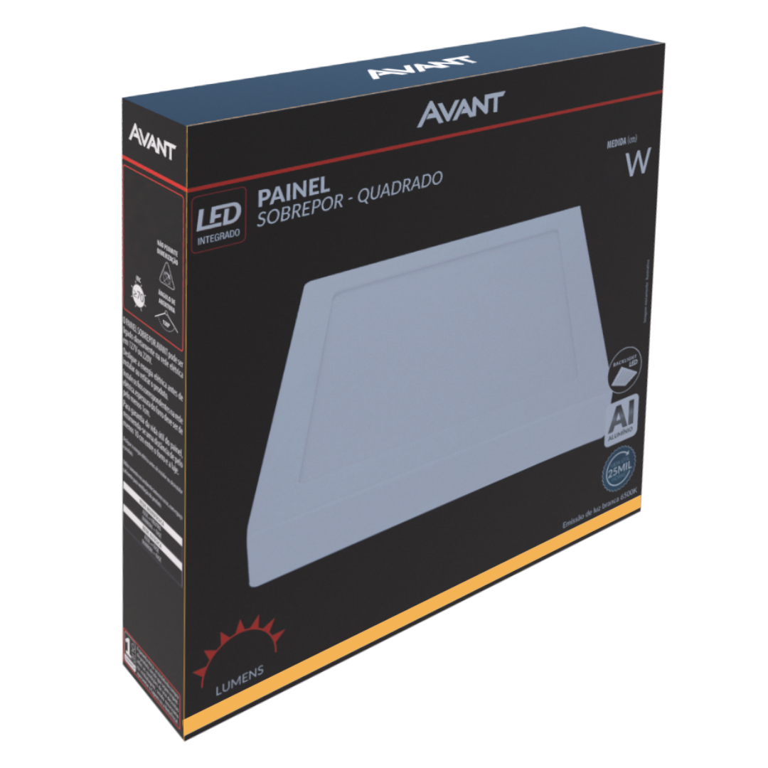 Luminaria Led poP 12W Sobrepor Quadrada 3000K Bivolt Avant
