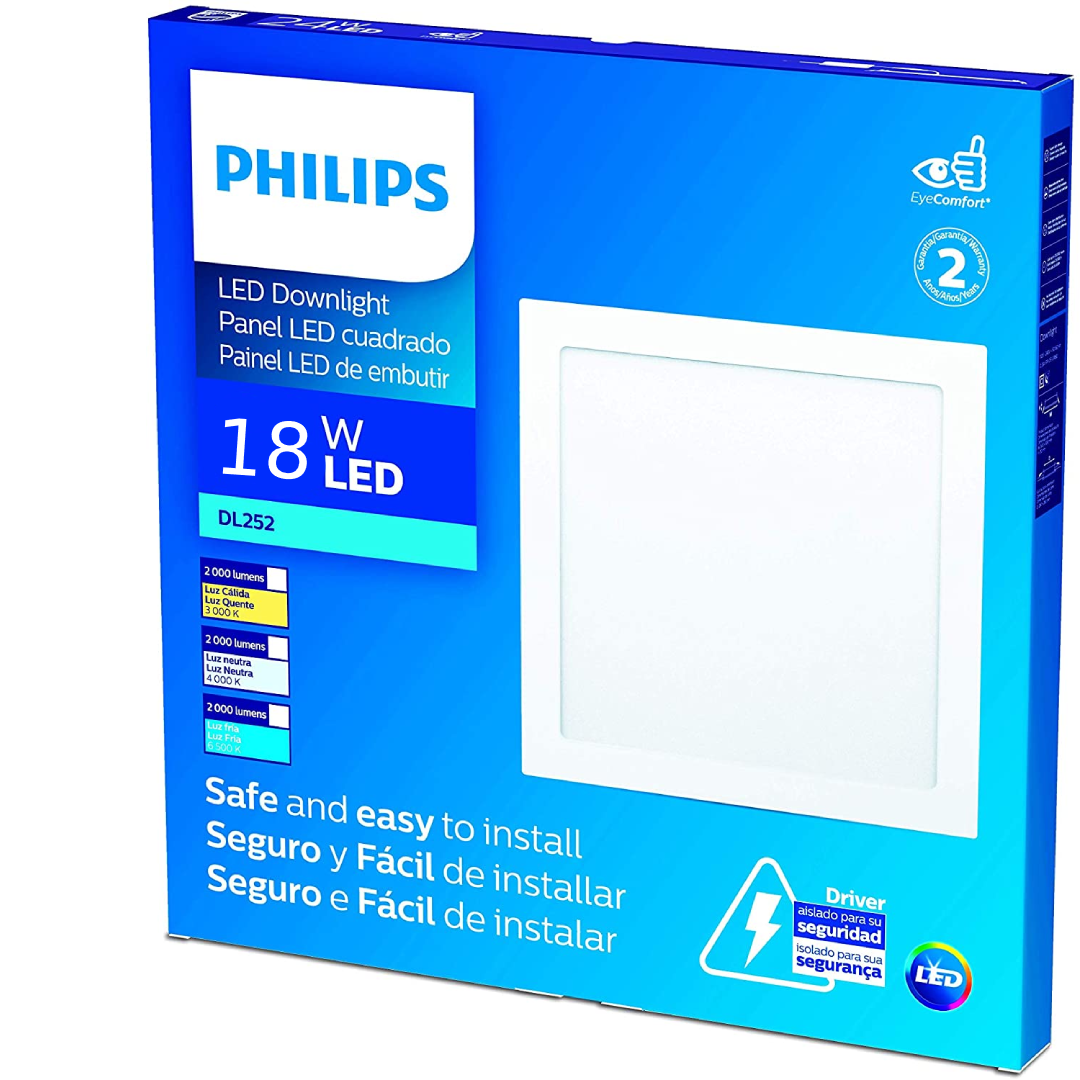 Luminaria Led Quadrada 18W Sobrepor Dl252 Philips