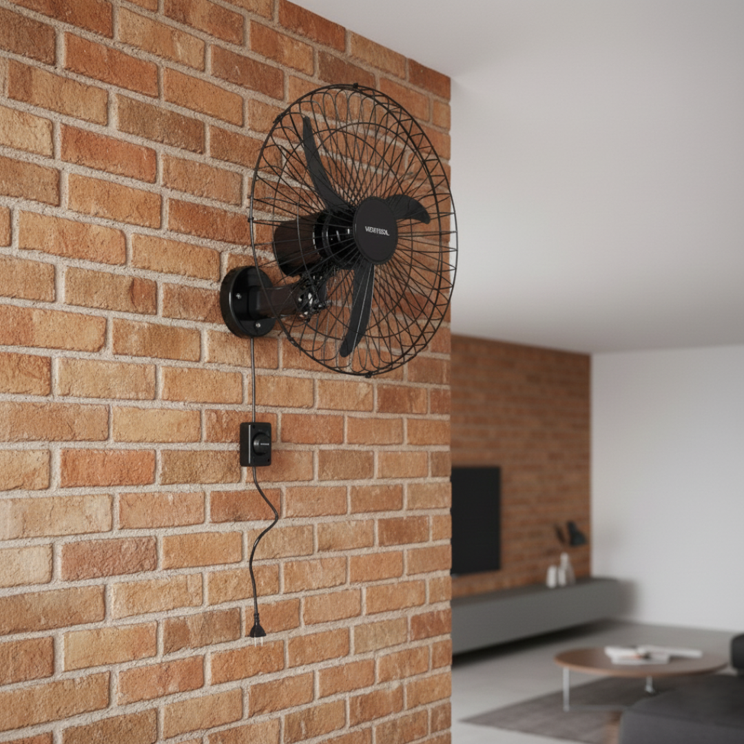 Ventilador De Parede Oscilante Bivolt Preto 60Cm Ventisol