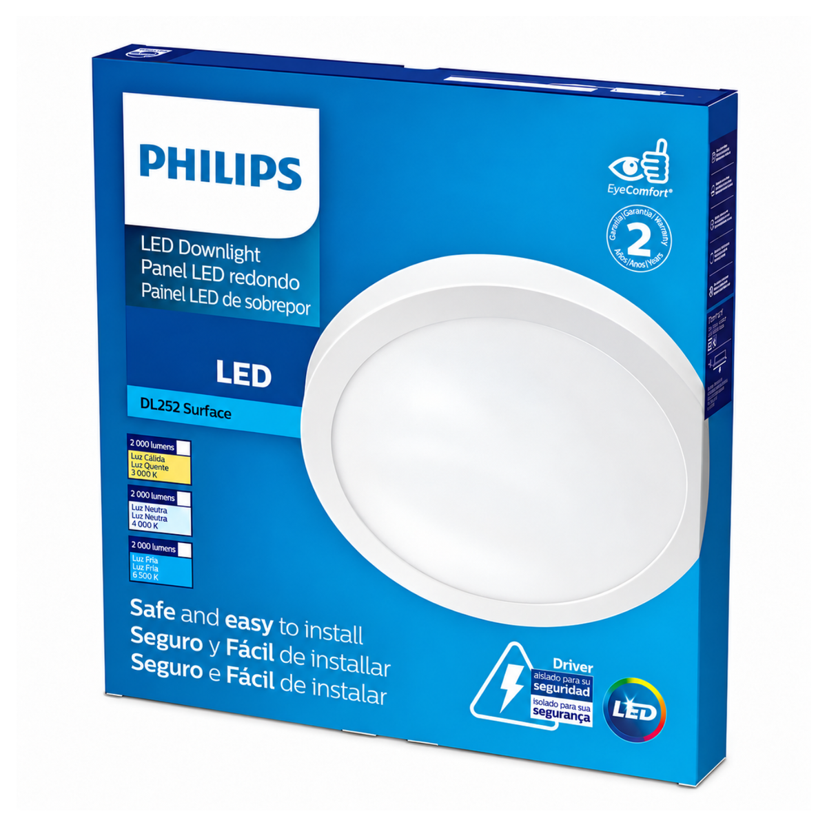 Luminária Led Redonda Sobrepor 18W 1300Lm Bivolt 21Cm Dl252 Philips