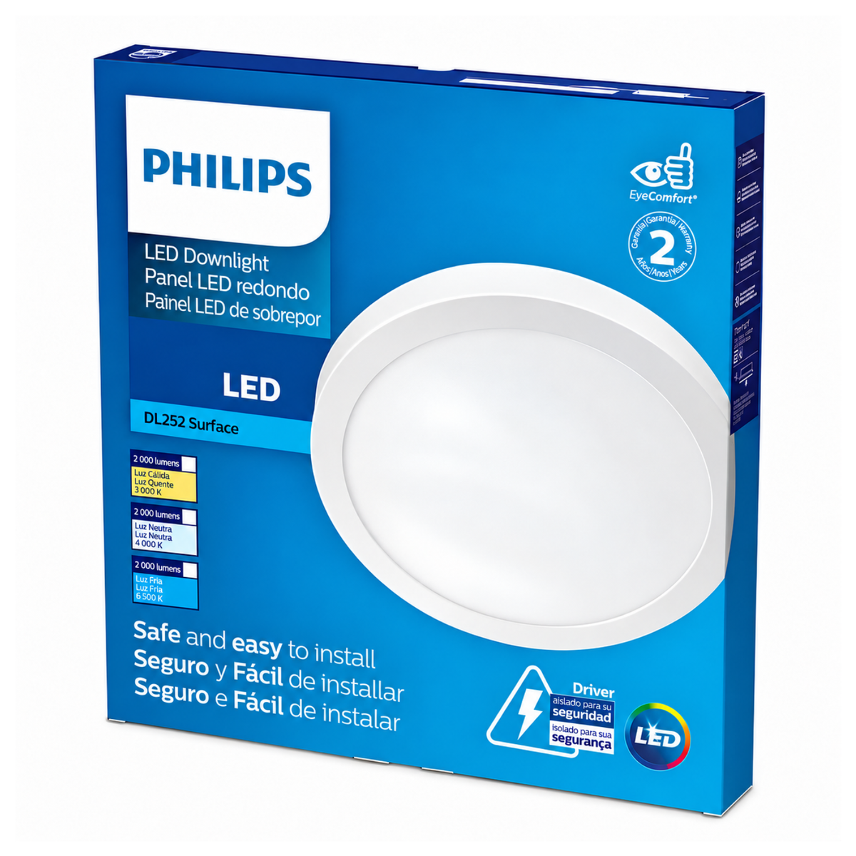 Luminária Led Redonda Sobrepor 24W 2000Lm Bivolt 29Cm Dl252 Philips