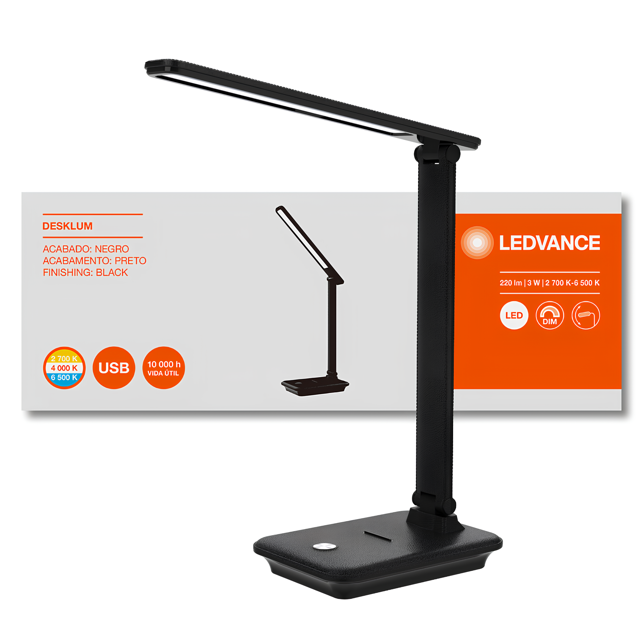 Luminaria Led Mesa Desklum 3W 220Lm Ip20 5V Ledvance