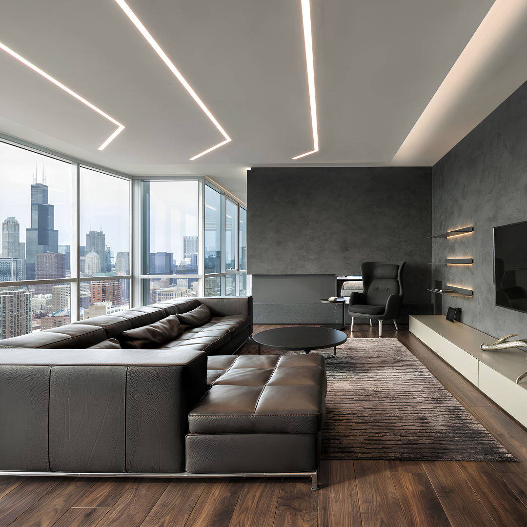 Perfil Led Aluminio Reto Embutir 23X10mm 1M Preto Ip40 Ledvance