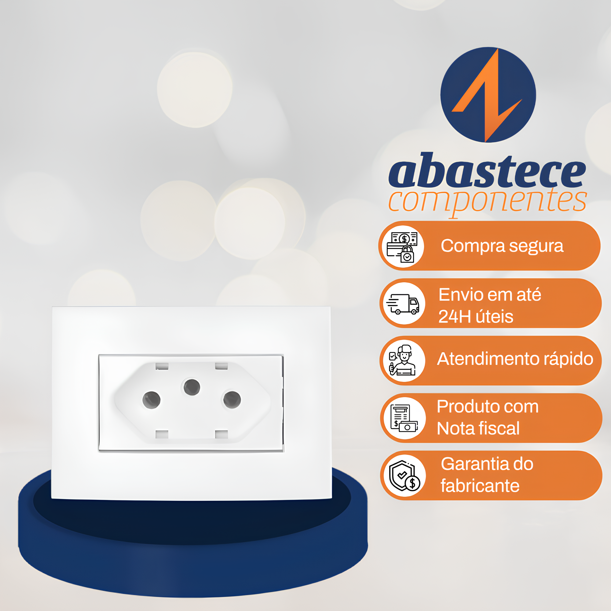 Tomada Para Moveis Branco Clean 2P+T 20A 250V Margirius