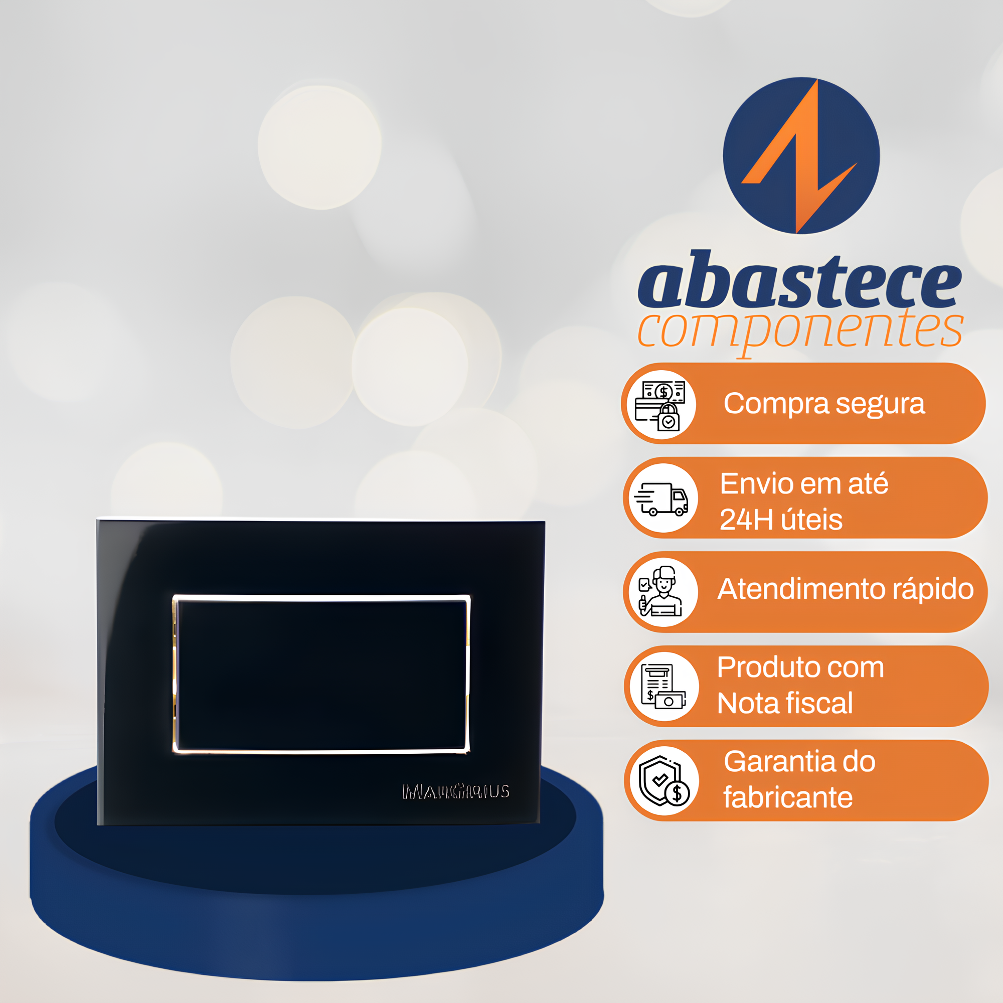 Interruptor Para Moveis Simples Preto Sleek 10A Margirius