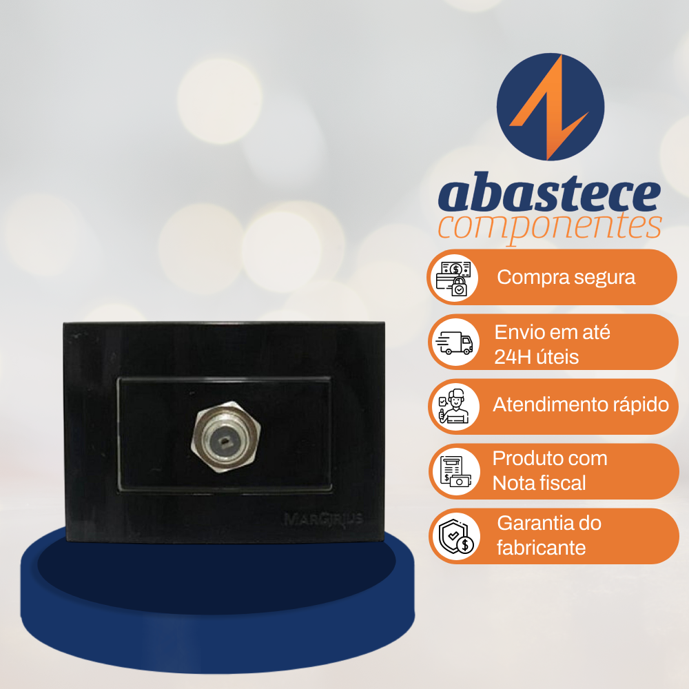 Tomada para antena de TV Coaxial Preta Sleek Margirius