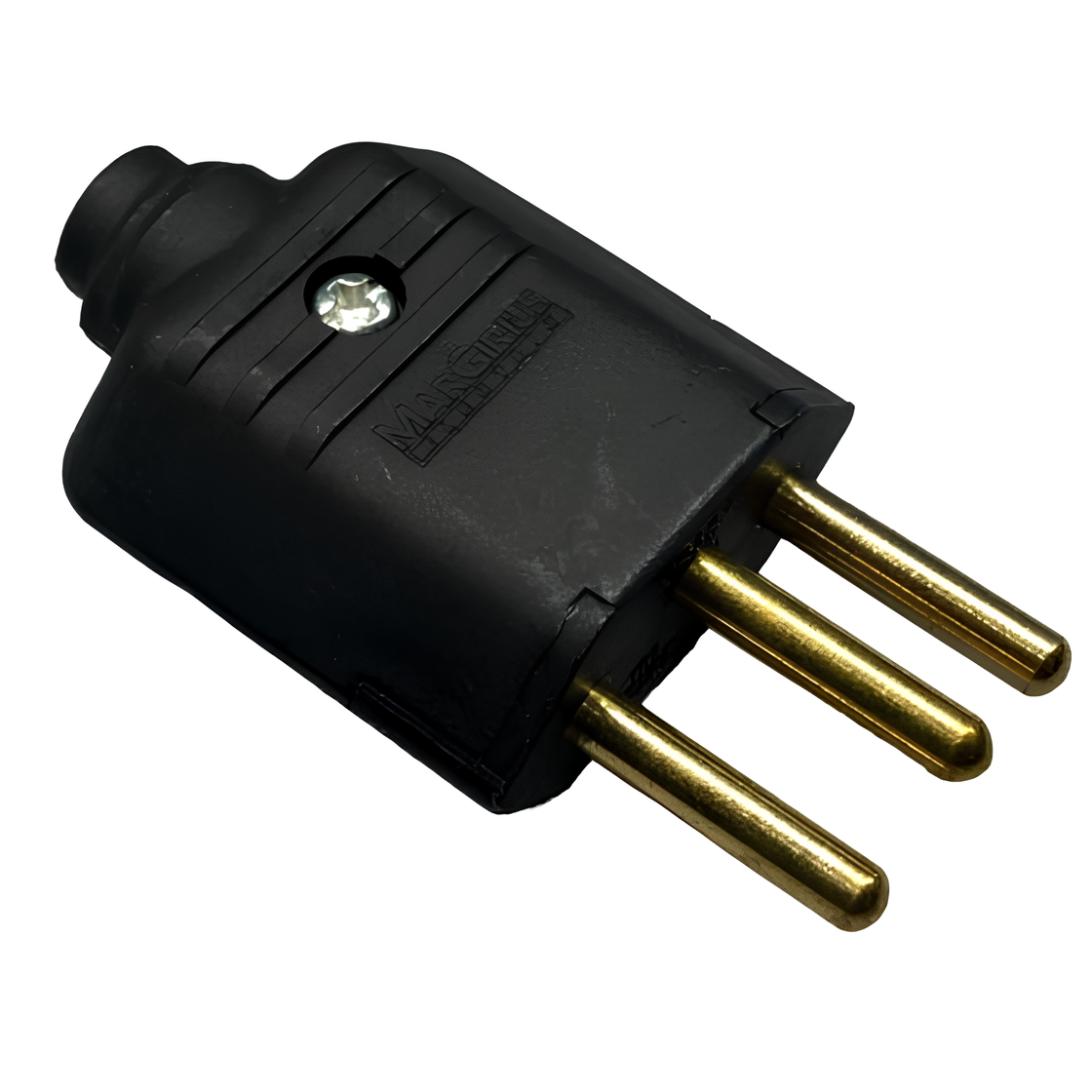 Plugue Macho Desmontavel Preto 2P+T 10A 180° Margirius