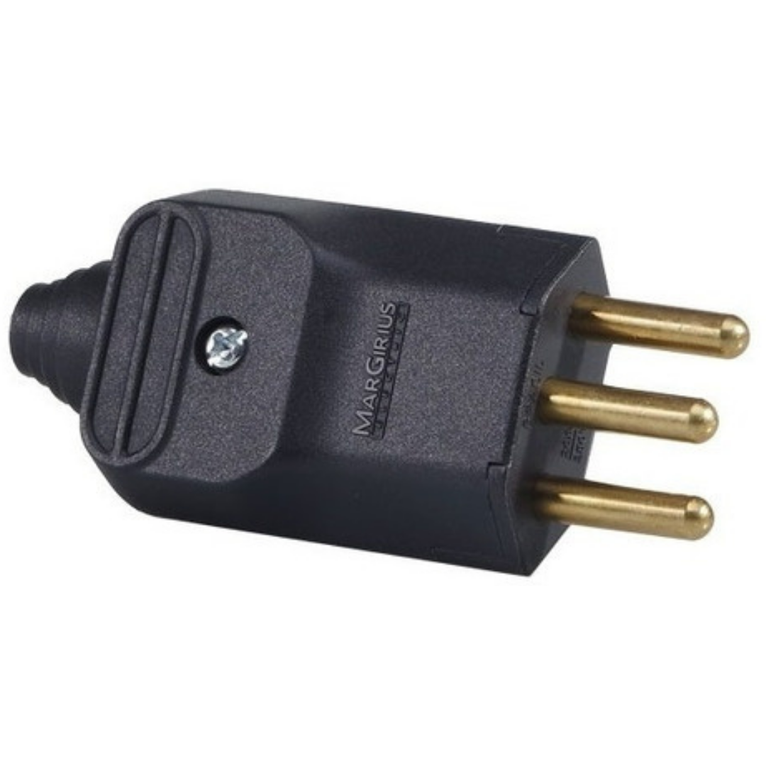 Plugue Macho Com Prensa Cabo Preto 2P+T 20A 180° Margirius