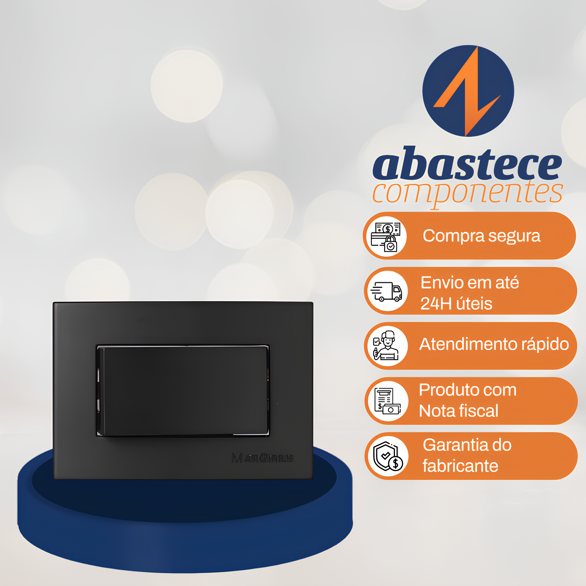Interruptor Para Moveis Simples Preto Clean 10A Margirius