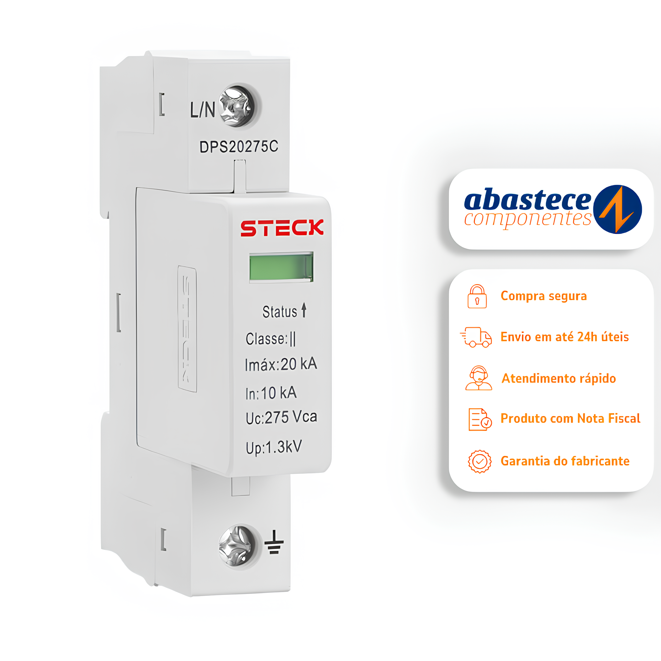 DPS Dispositivo Protetor de Surto 20ka 275v DPS20275C Steck
