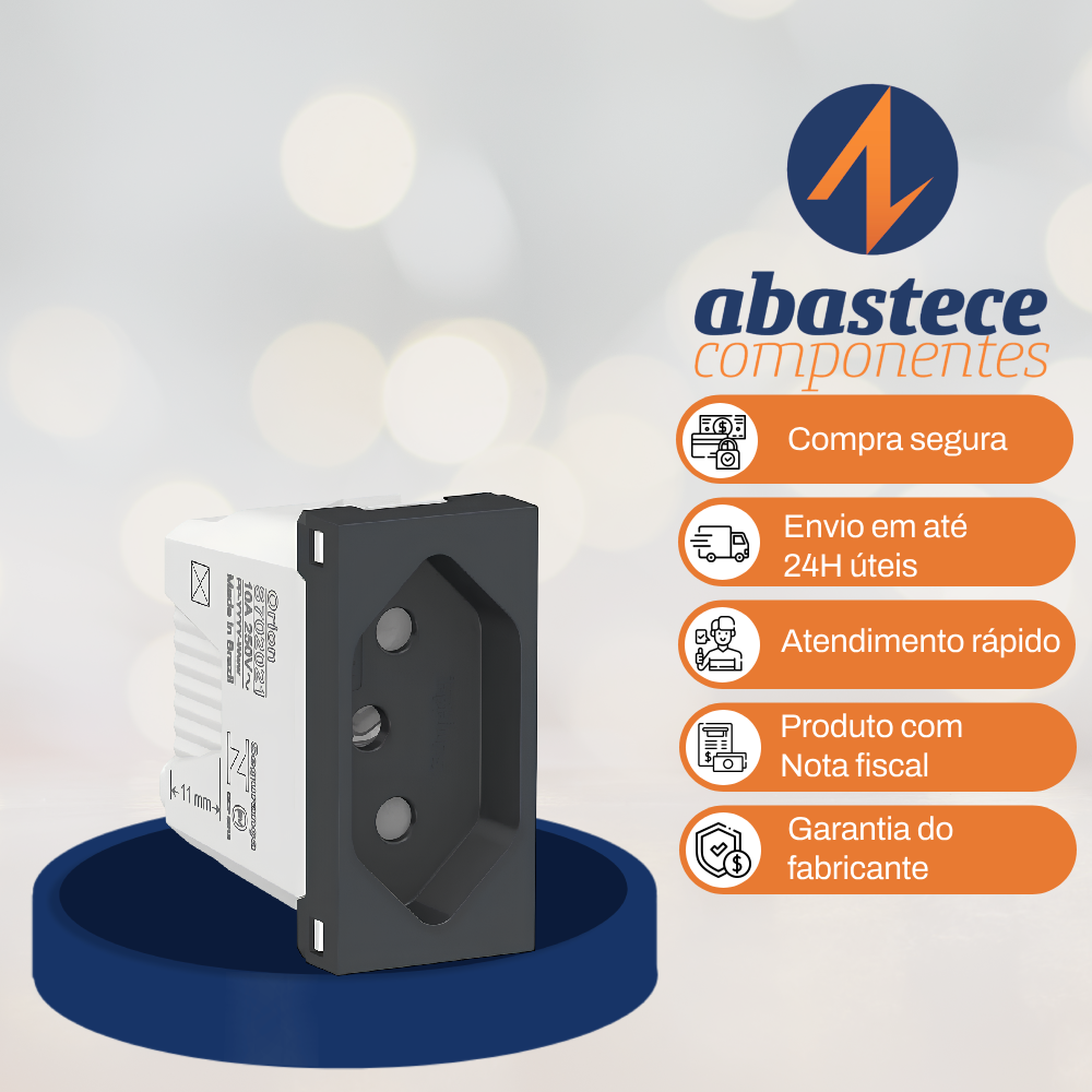 Modulo Tomada 2P+T 10A 250V Grafite Orion S70202194 Schneider
