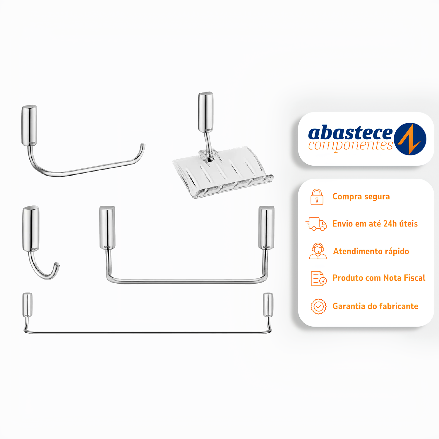 Kit de acessórios Docol Idea Cromado 05 Peças 00586306