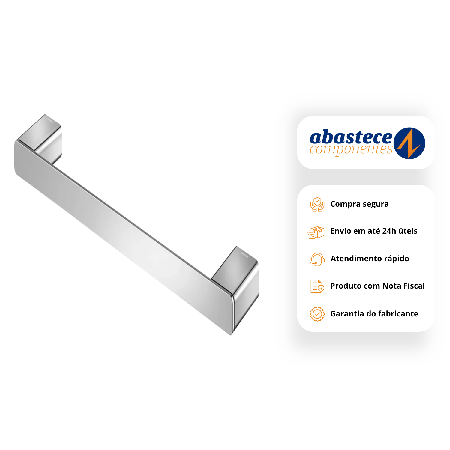 Porta Toalha de Rosto 30cm Flat Cromado 01013606 Docol