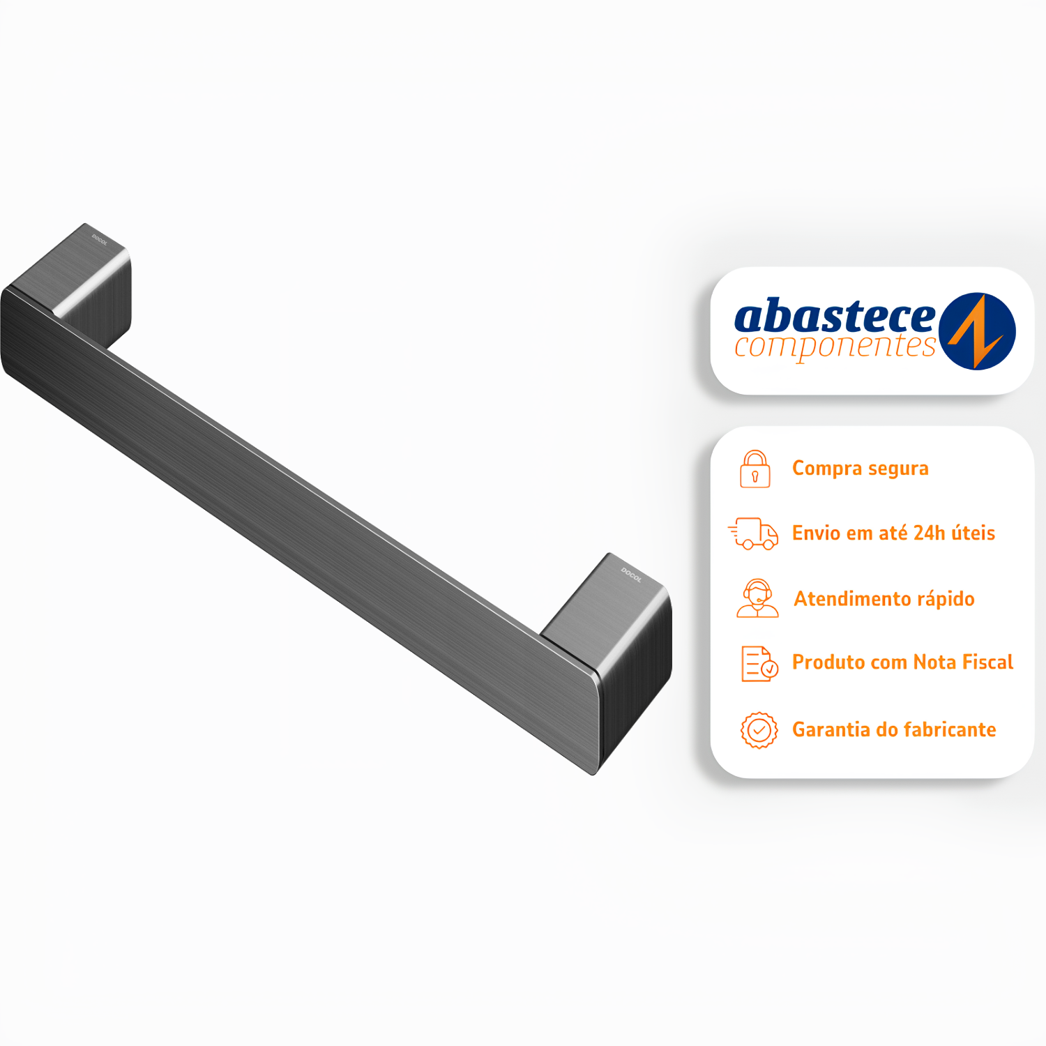 Porta Toalha de Rosto 30cm Flat Grafite Escovado 01013670 Docol