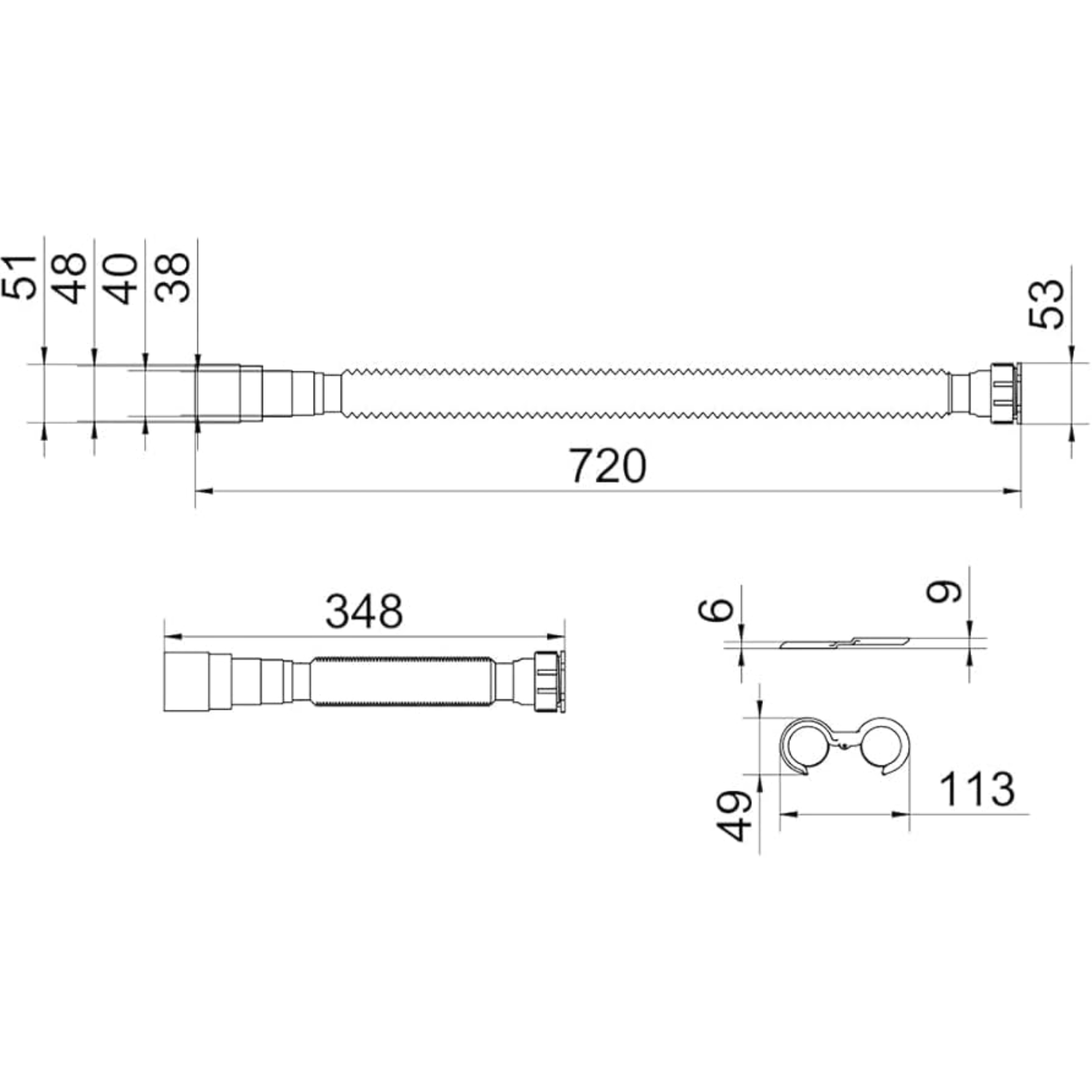 Sifão Extensível Universal 72cm Branco 00796526 Docol