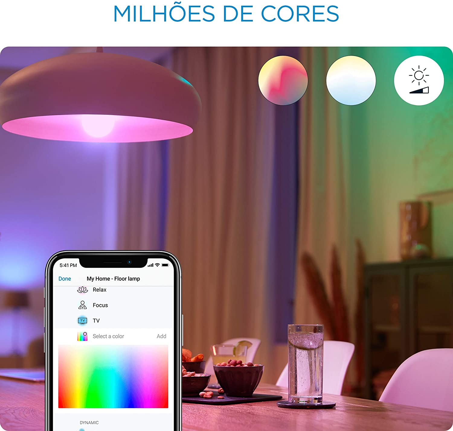 Lâmpada Smart Bulbo WiFi Bluetooth Rgb 806lm A60 Bivolt WiZ