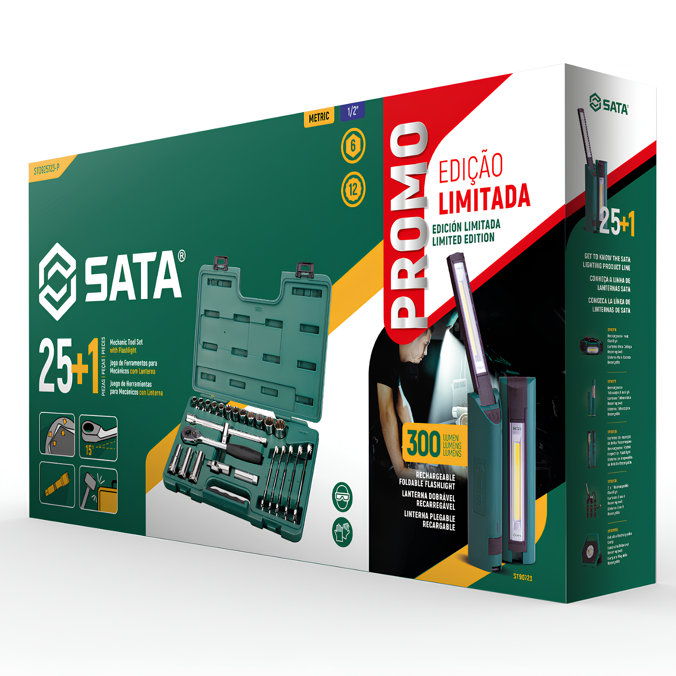 Jogo De Ferramentas Com 25 Peças ST0925723-P + Lanterna Sata