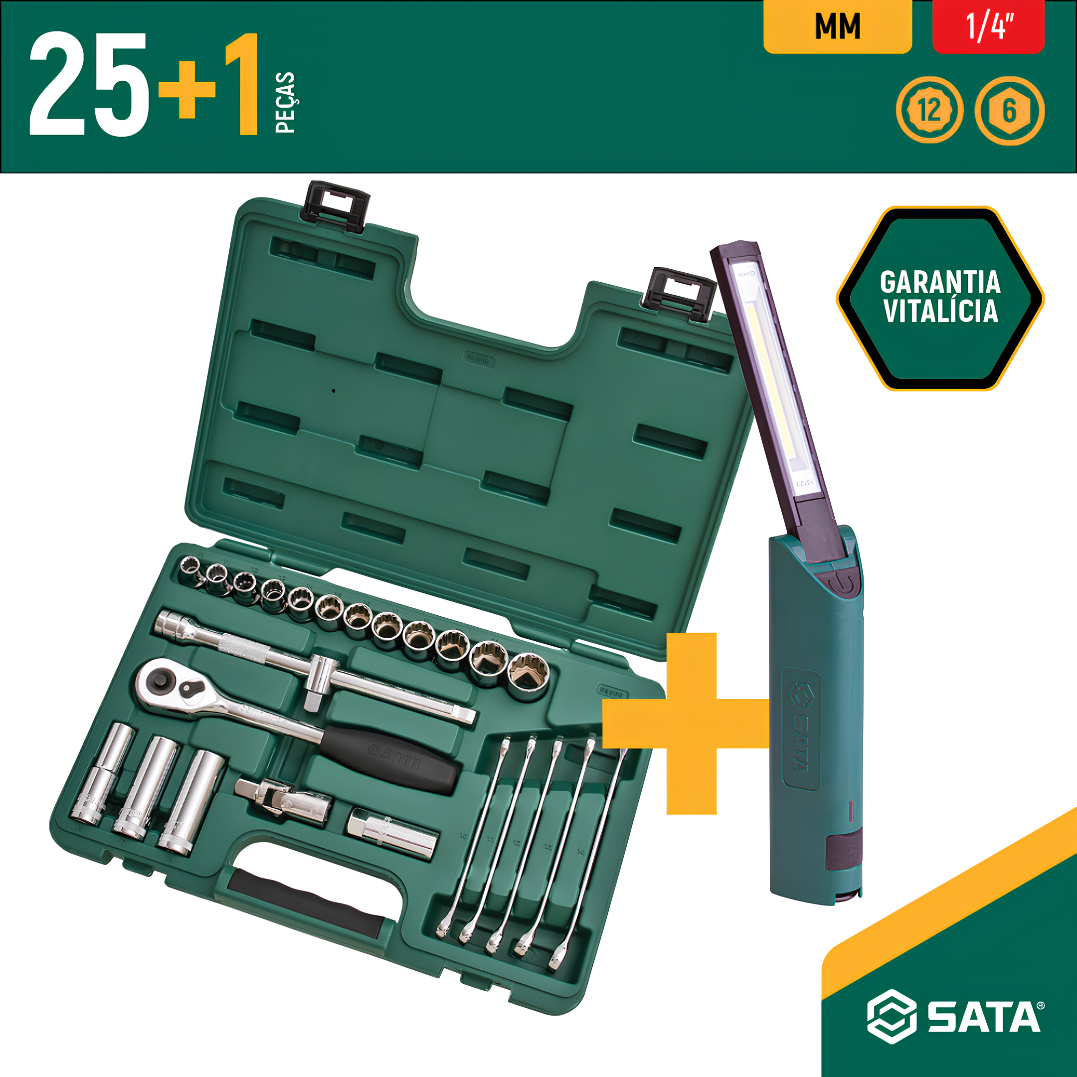 Jogo De Ferramentas Com 25 Peças ST0925723-P + Lanterna Sata
