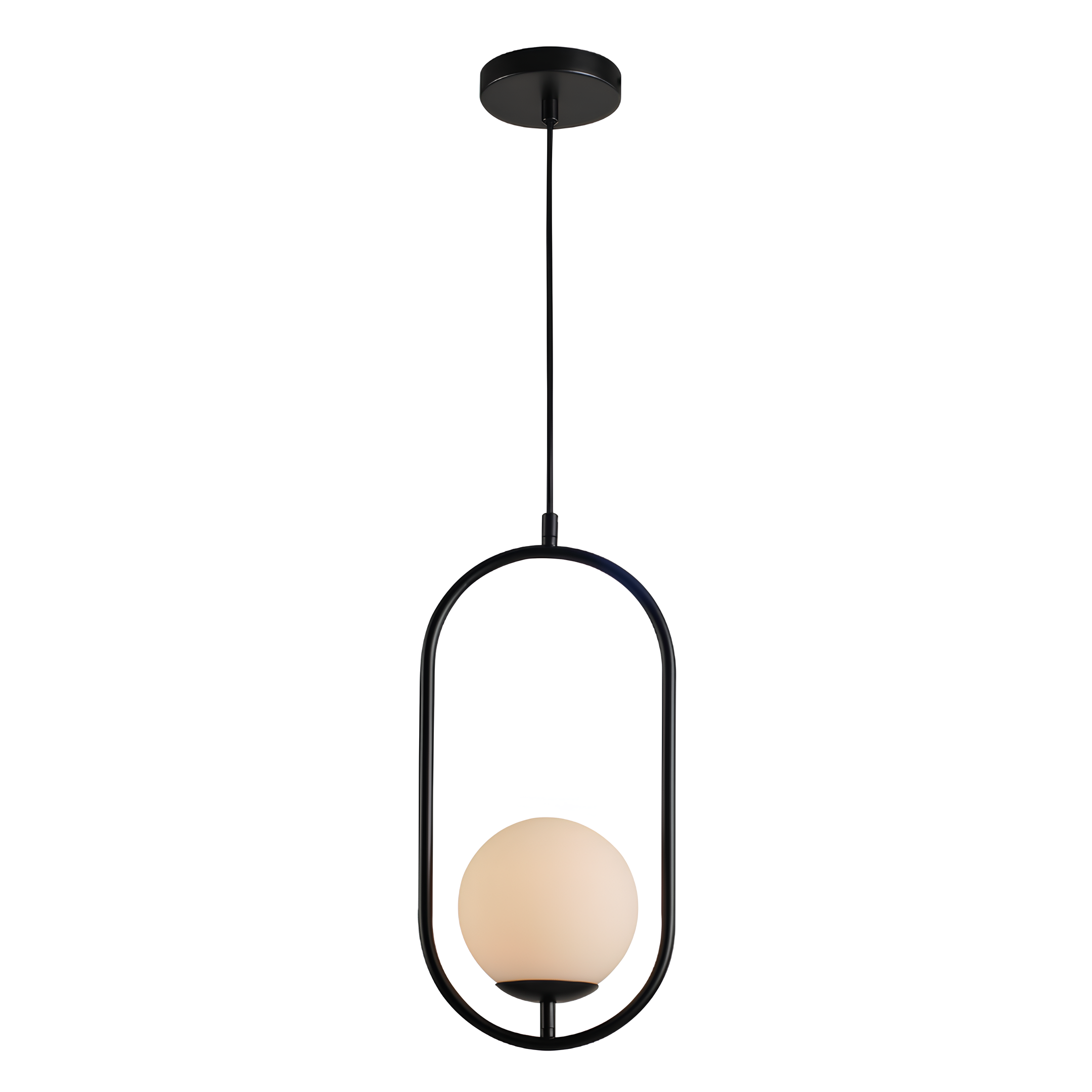Pendente Pérola Arco Aço e Vidro Preto - Avant 340445806