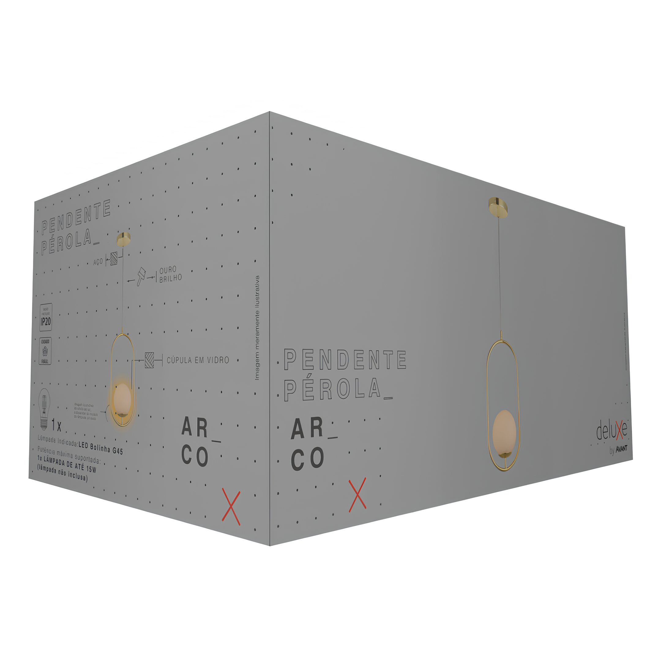 Pendente Pérola Arco Aço e Vidro Ouro 340464500 Avant