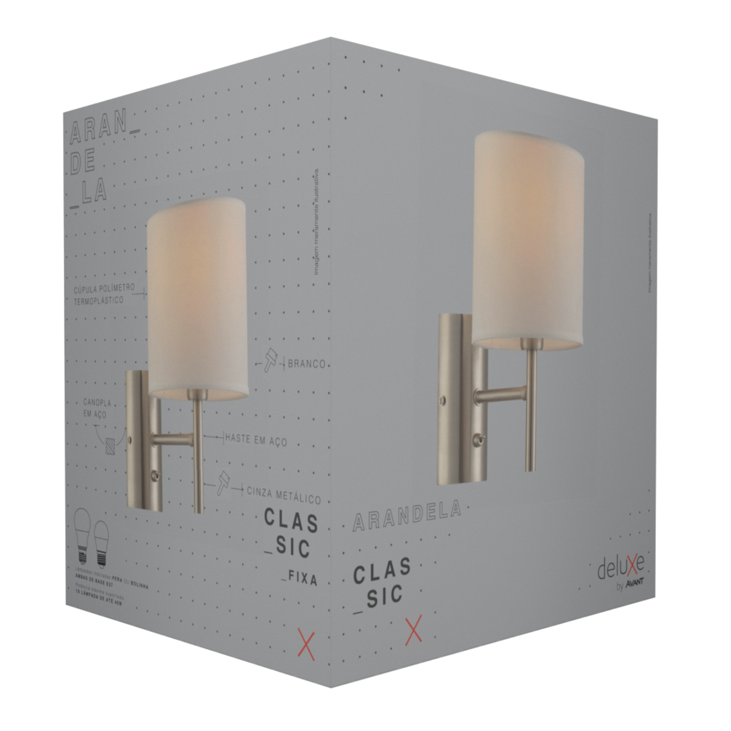 Arandela Classic Fixa Aço Polímero 1xe27 Branco Fosco Avant