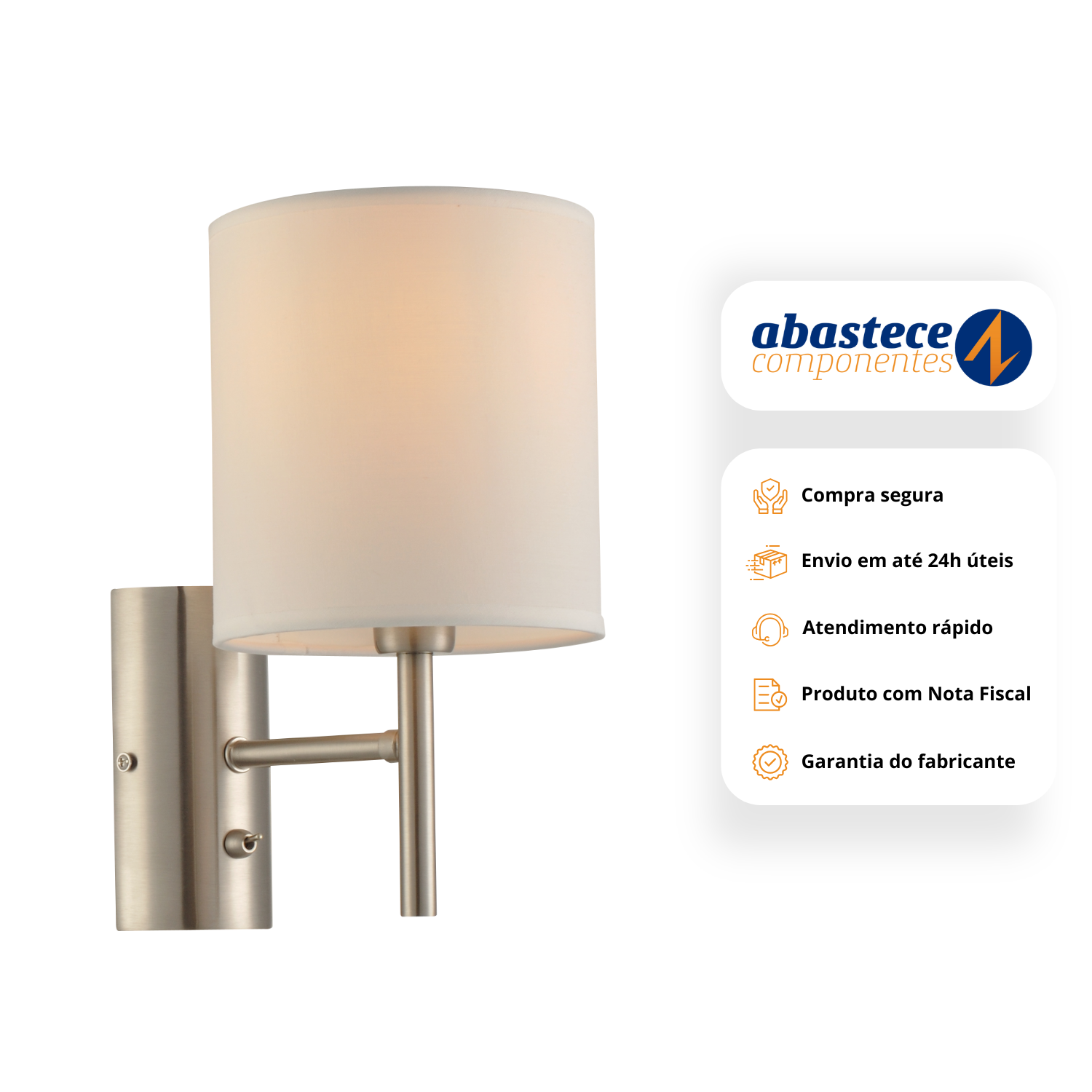 Arandela Classic Fixa Aço Polímero 1xe27 Branco Fosco Avant