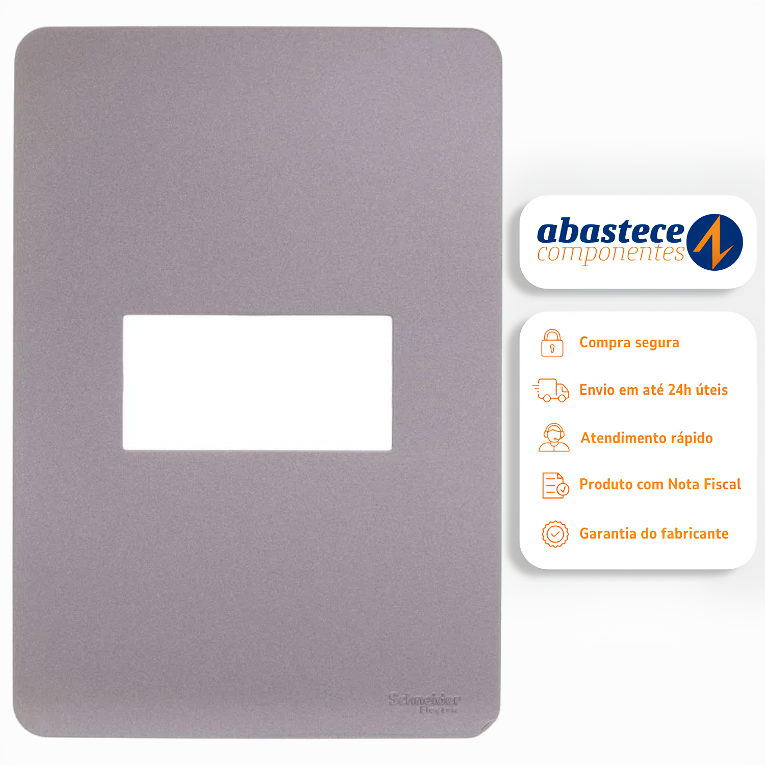 Placa 4X2 1 Posto Axis Grey S730101224 Orion Schneider
