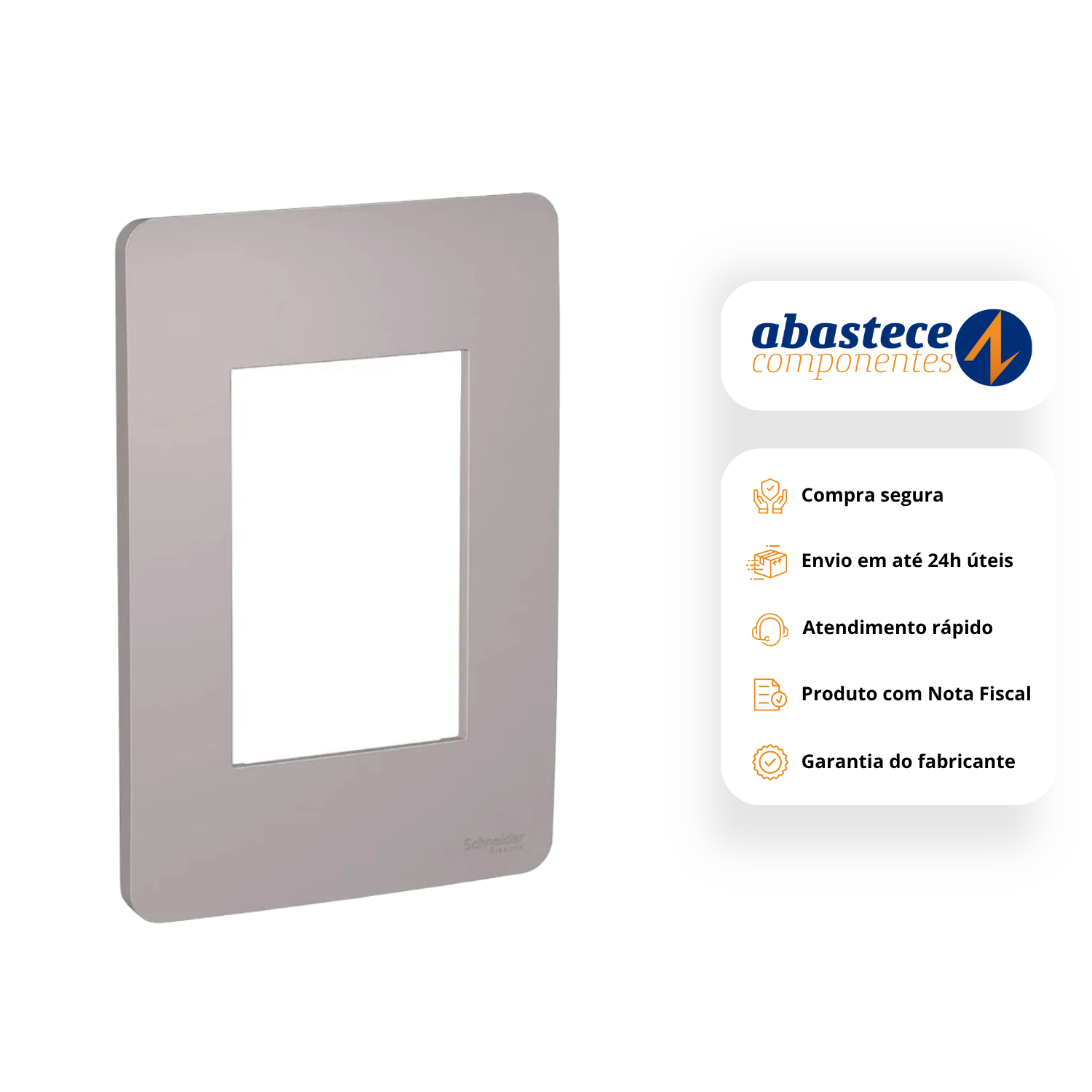 Placa 4X2 3 Postos Axis Grey S730103224 Orion Schneider