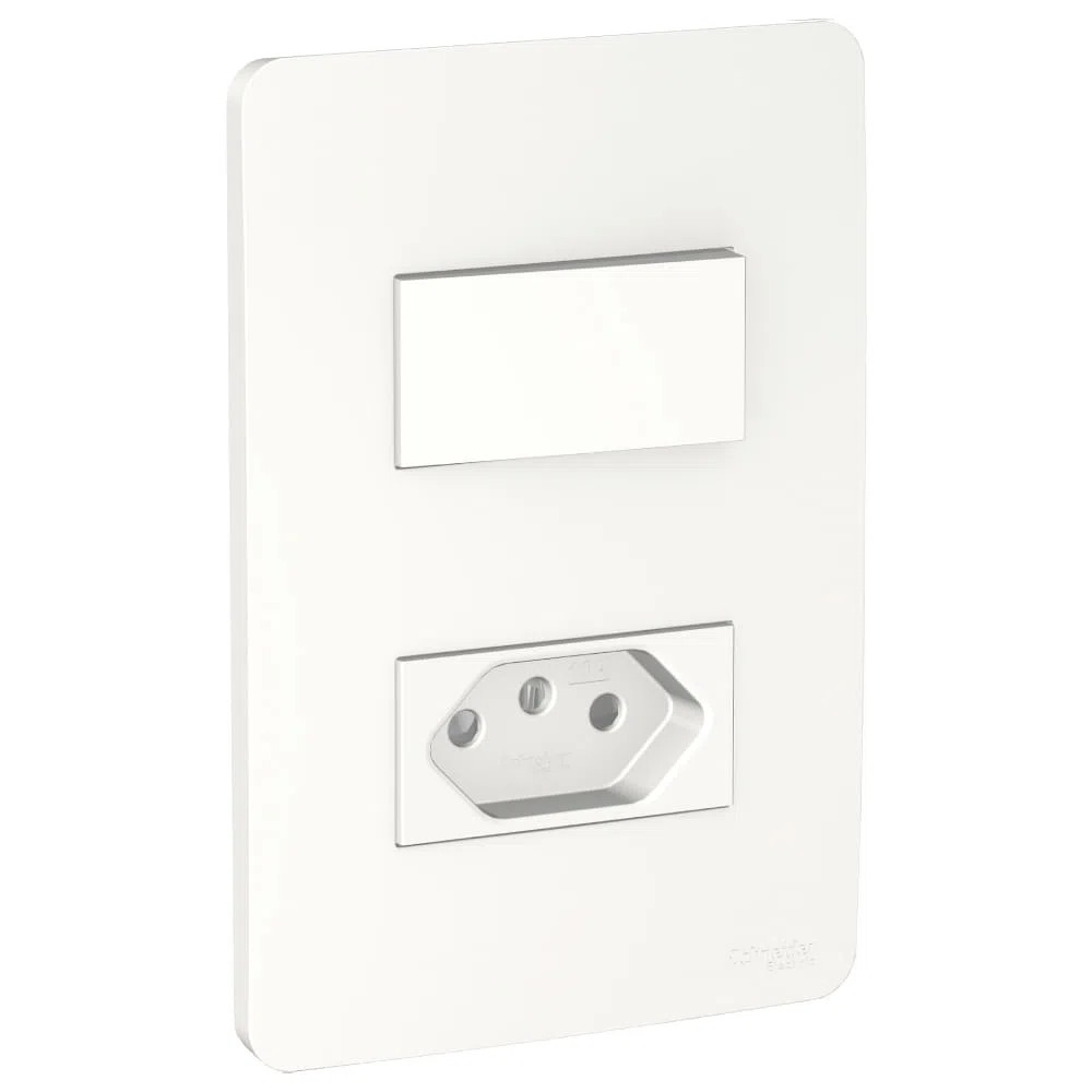Conjunto Interruptor Simples 10A + Tomada 2P+T 10A Pl Orion Schneider