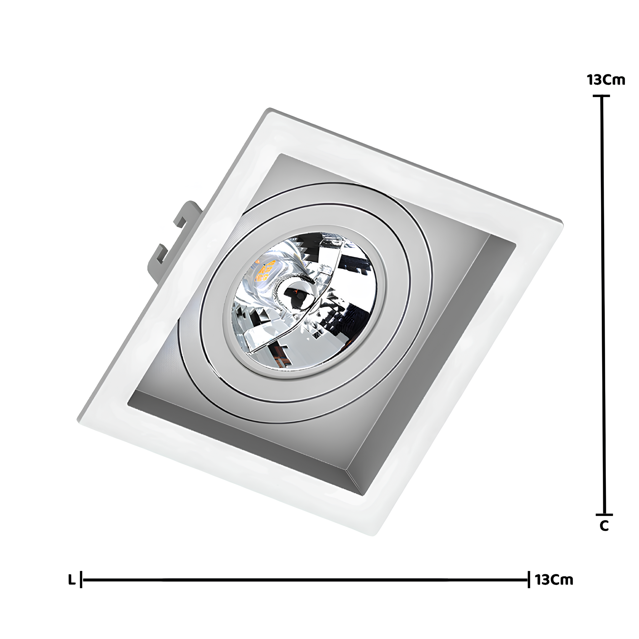Spot Quadrado Embutir Face Recuado Ar70 13x3,5cm Saveenergy