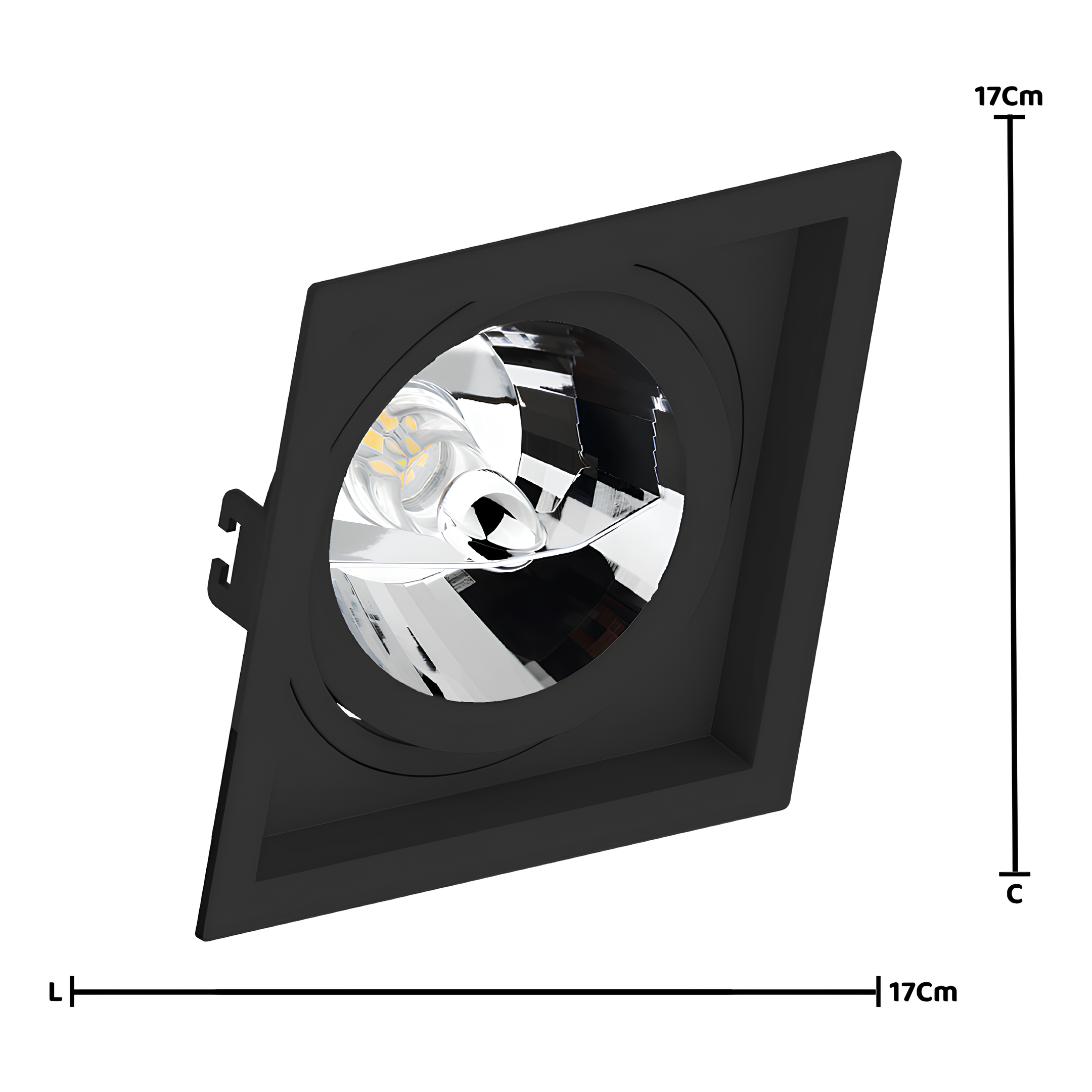 Spot Quadrado Embutir Face Recuado Ar111 17x3,5Cm Saveenergy