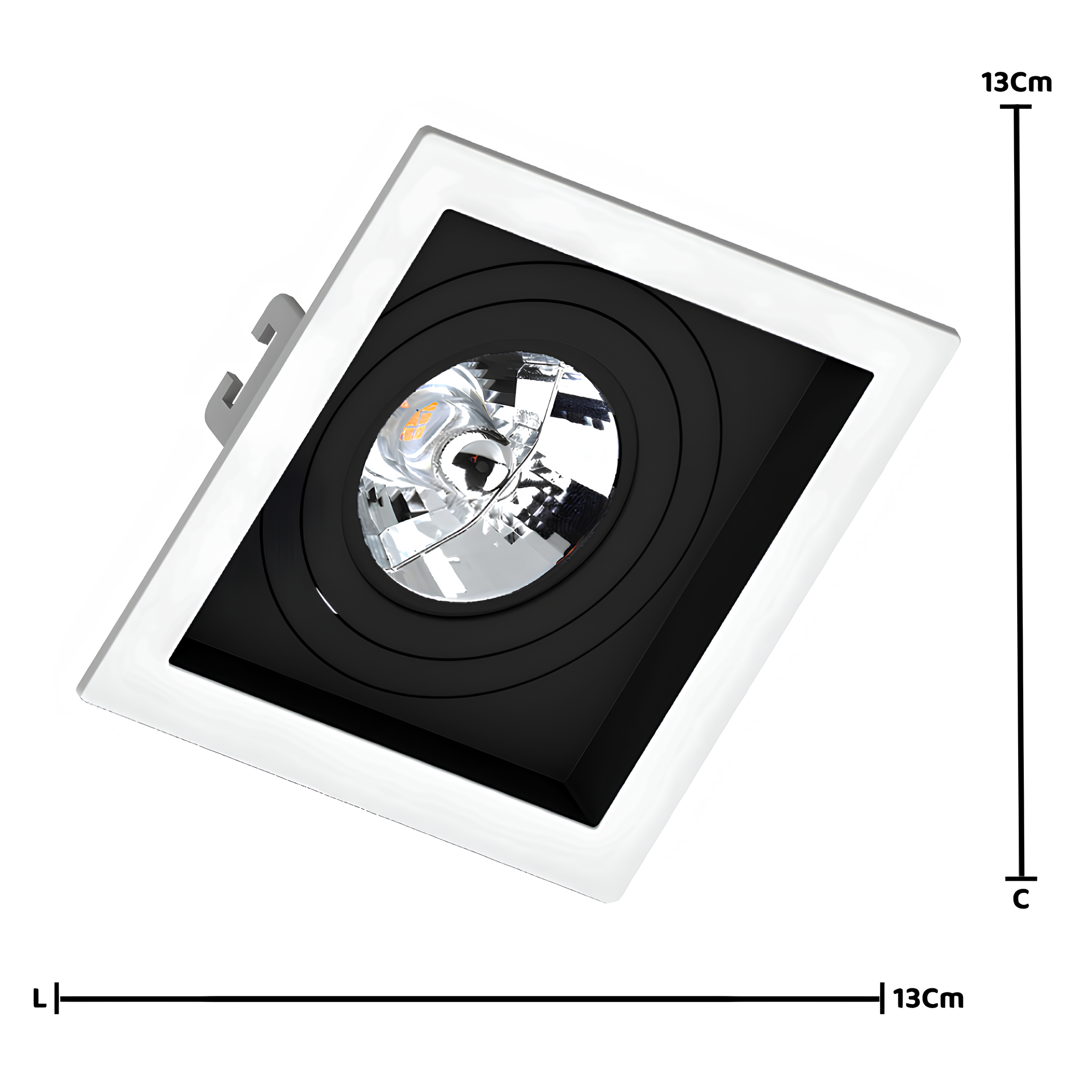 Spot Quadrado Embutir Face Recuado Ar70 Br/Pt 13x3,5Cm Saveenergy