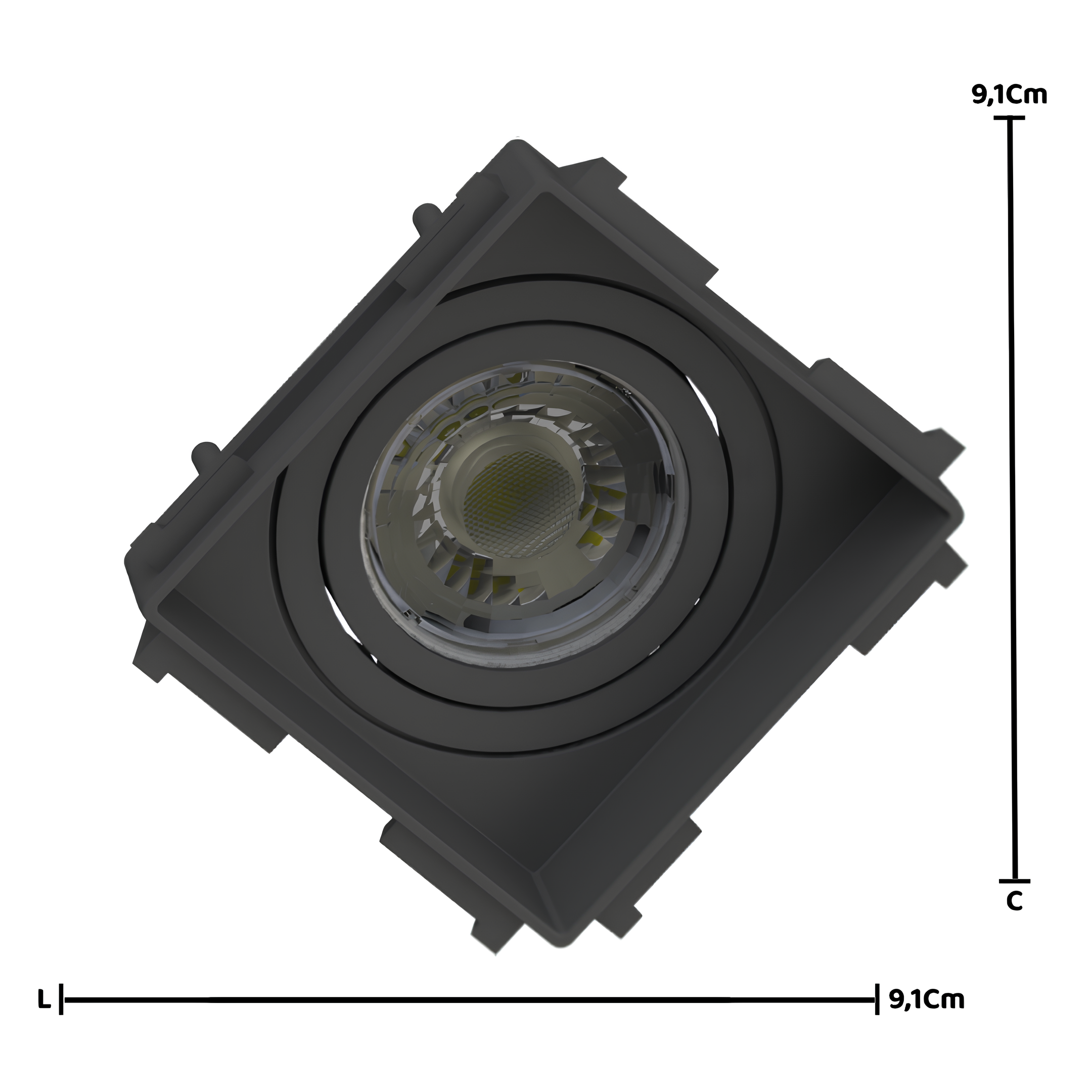 Spot Quadrado Recuado No Frame Dicroica 9,1x2,9Cm Saveenergy