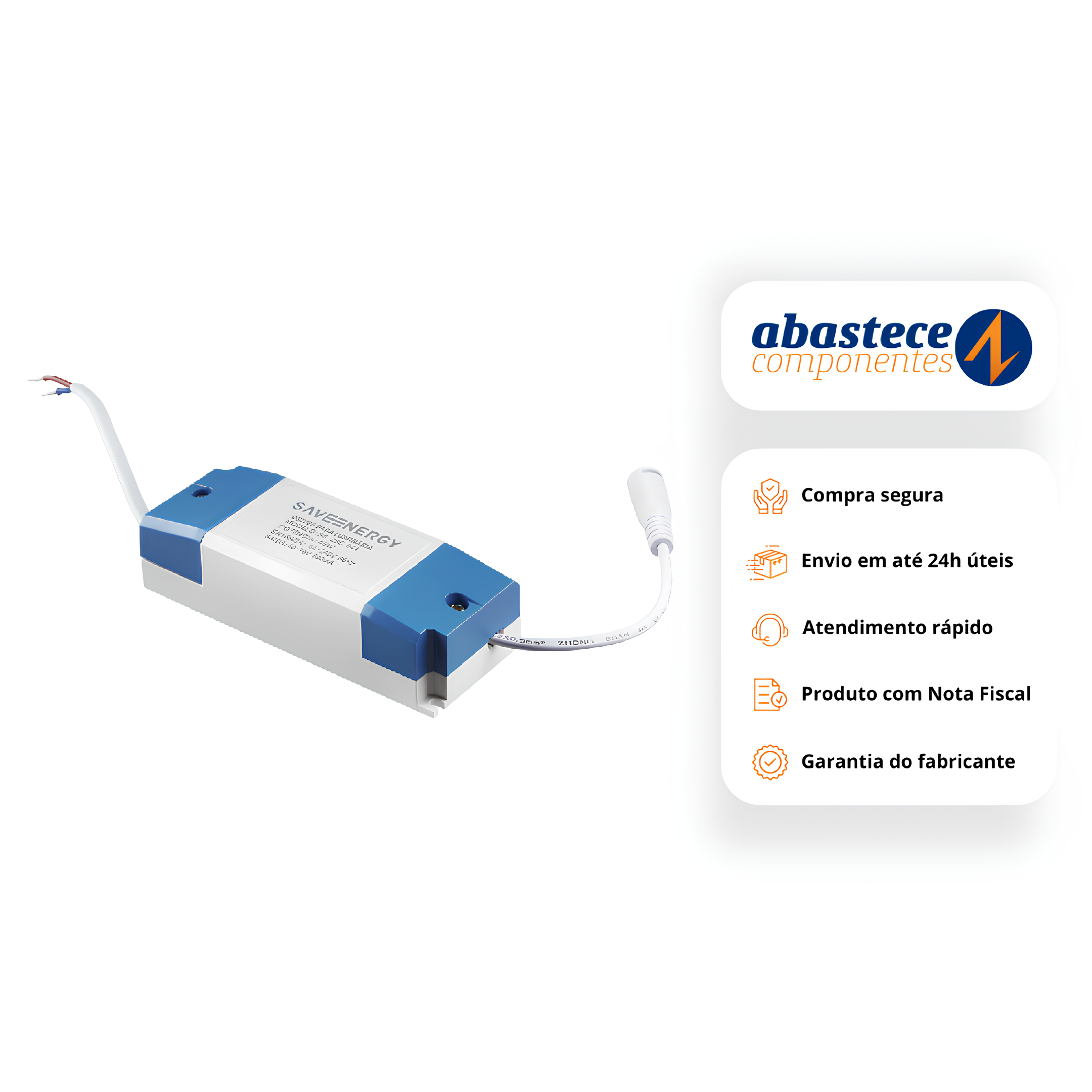 Driver P/ Luminaria 36W 520Ma Ip20 45-68V Bivolt SaveEnergy