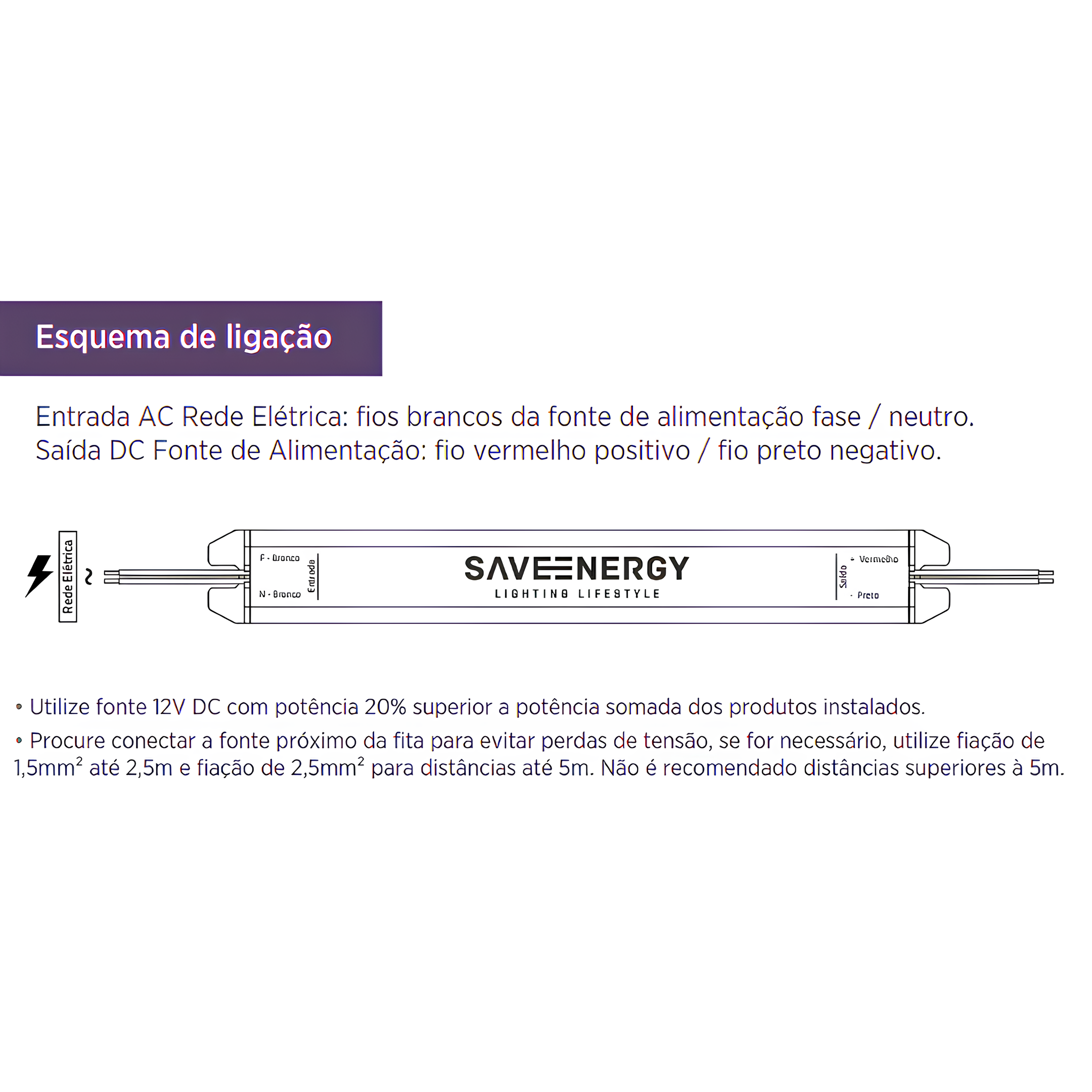 Fonte Slim 60W 5A 12Vdc Ip40 Bivolt SE-300.1847 Saveenergy