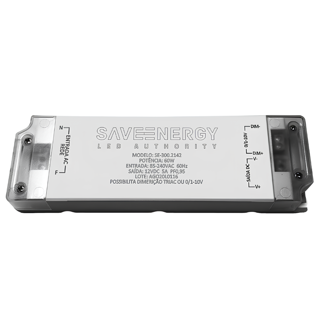 Fonte Dimerizável 60W 5A 12Vdc Bivolt SE-300.2142 Saveenergy