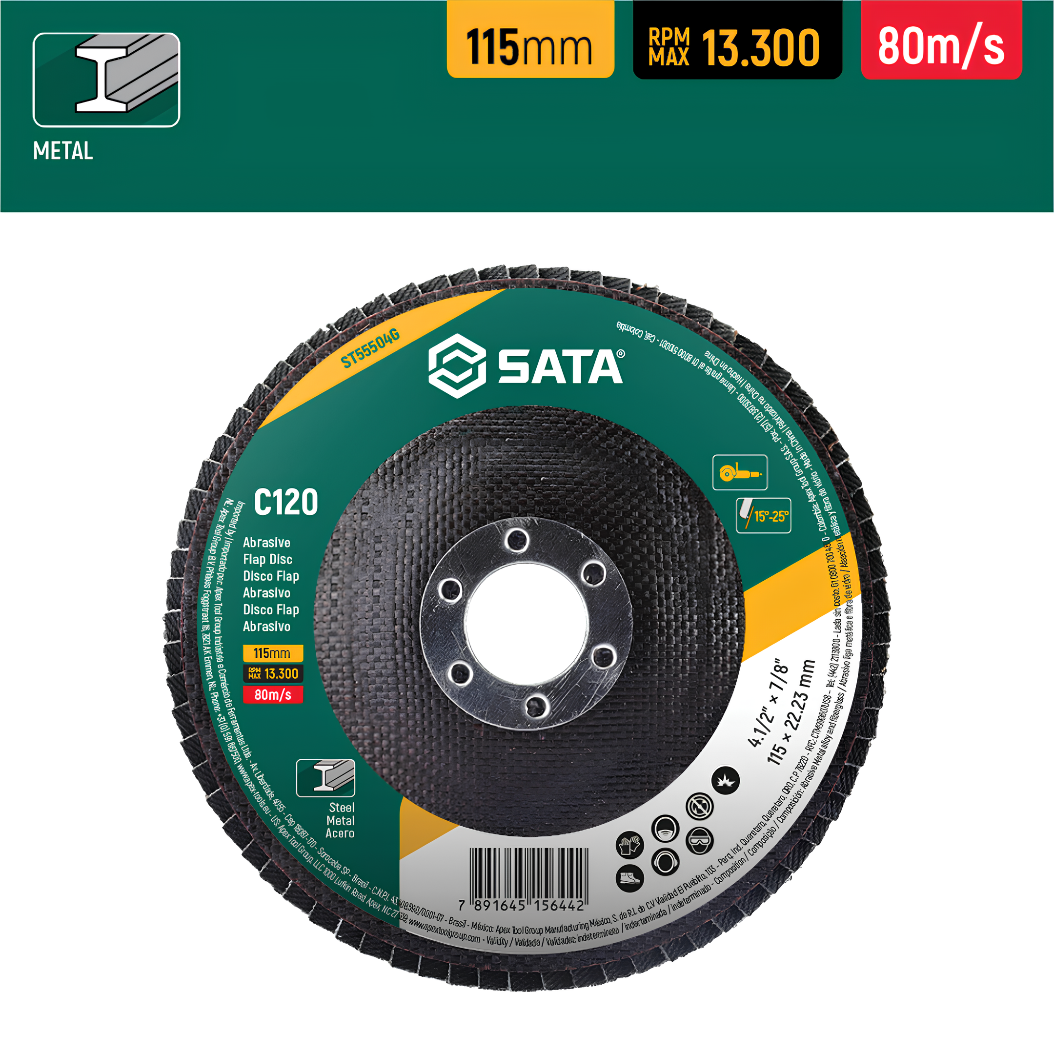 Disco Flap Abrasivo Metal 4.1/2" C120 ST55504G Sata