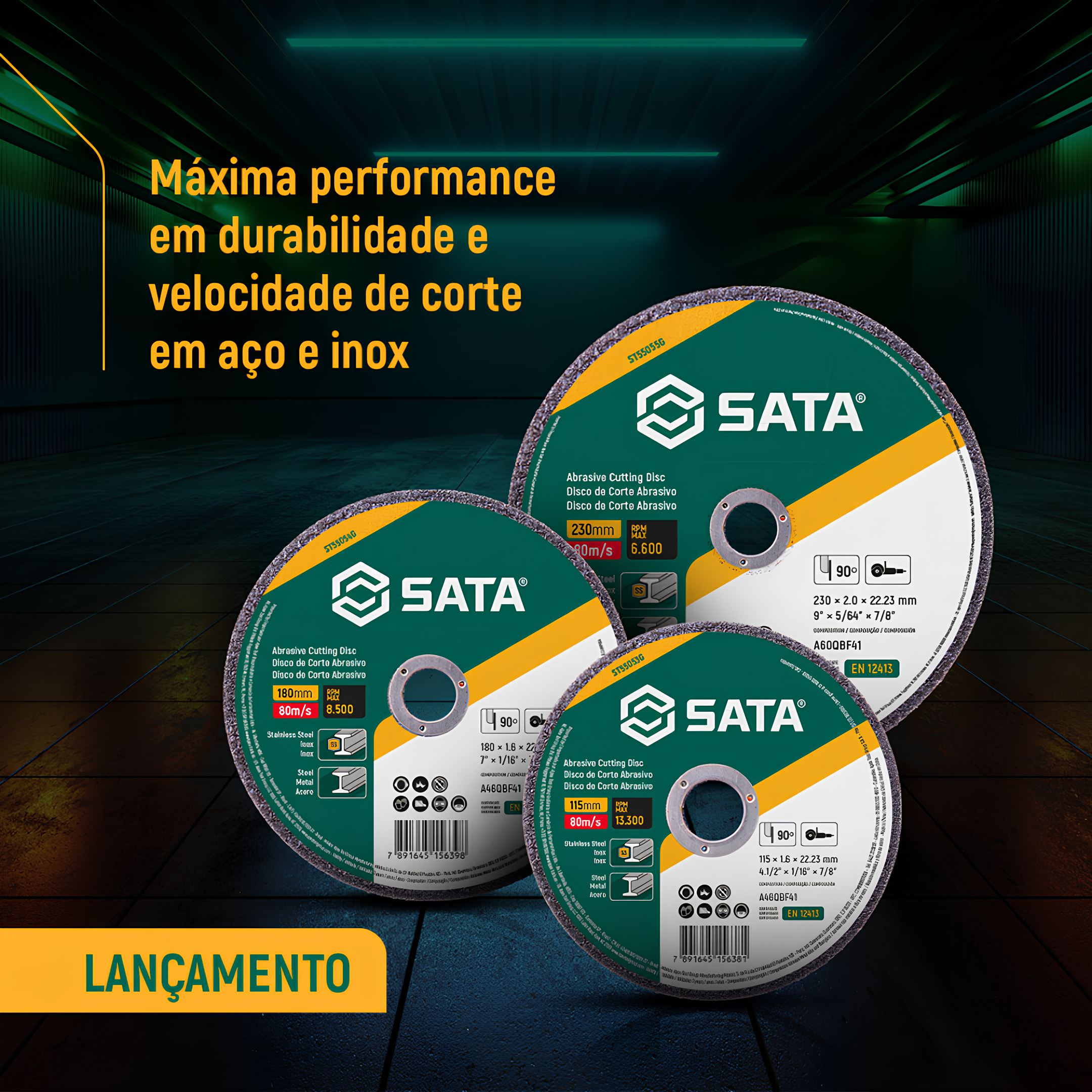 Disco Corte Abrasivo Metal/Inox 7"X1,6Mm ST55054G Sata