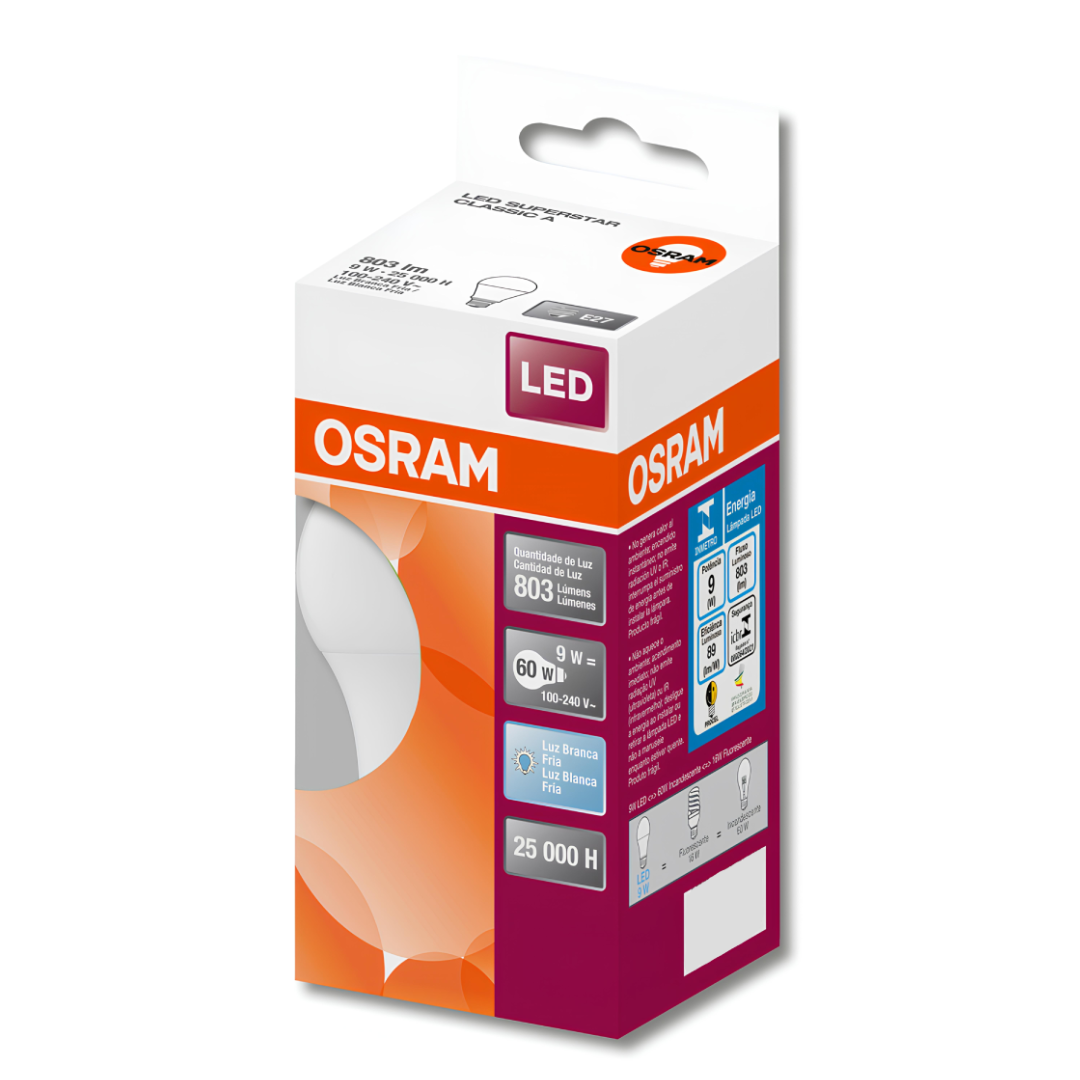 Lampada Led Bulbo 9W 803Lm 200° Ip20 Bivolt E27 Osram