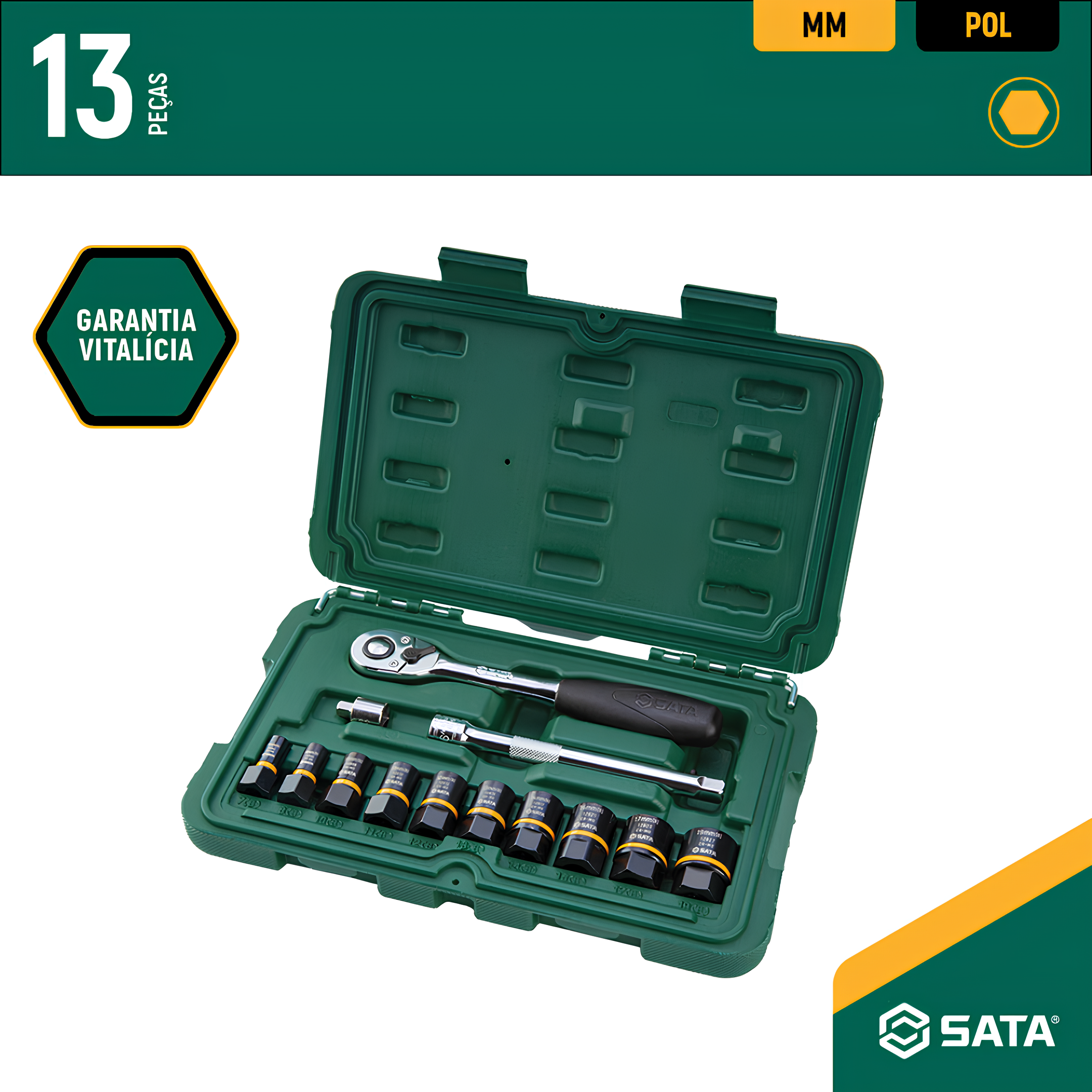 Jogo De Soquetes De Extração Bolt Biter 13 Peças ST09137 Sata