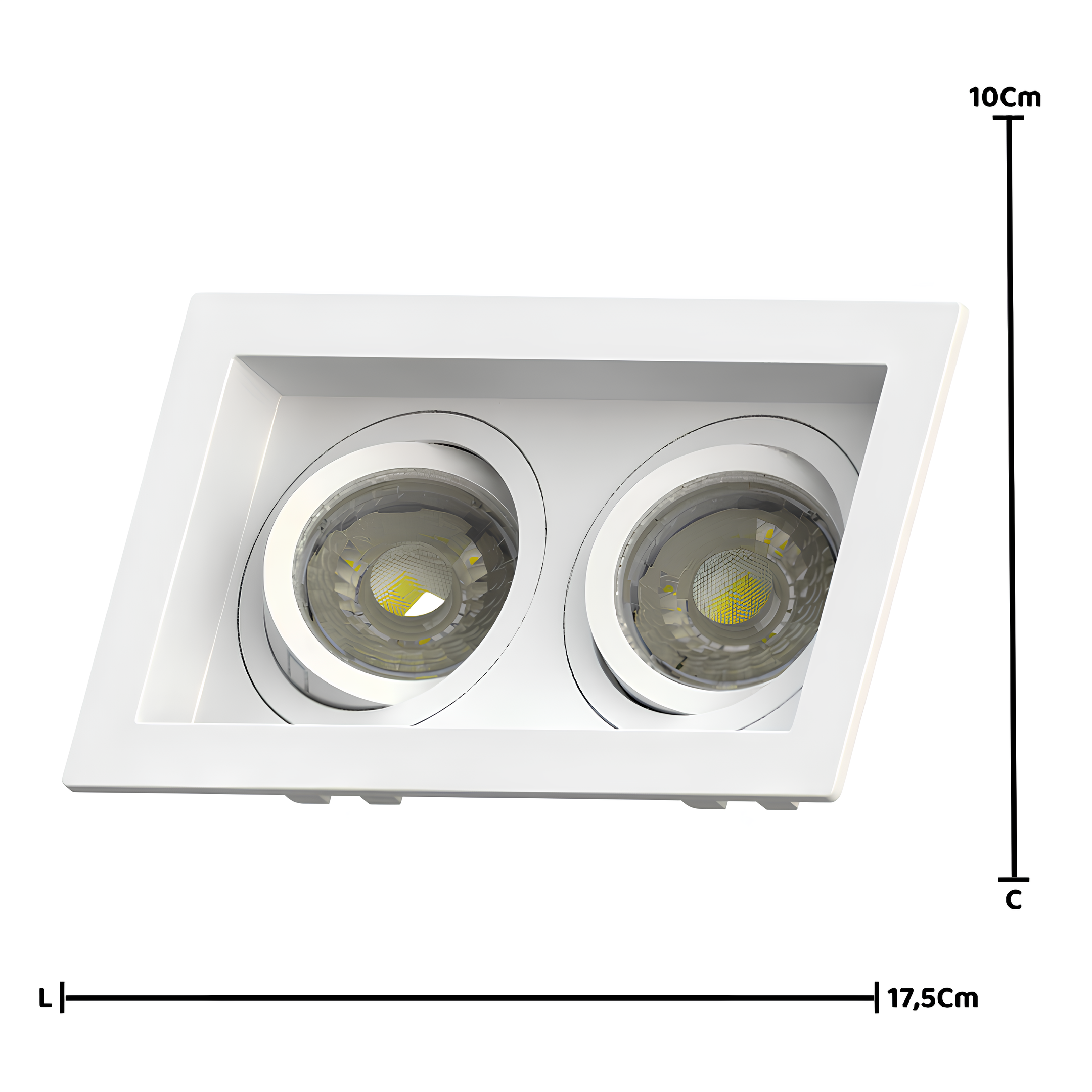 Spot Retangular Recuado 2x Dicroica Branco 10x17x3,5Cm Saveenergy