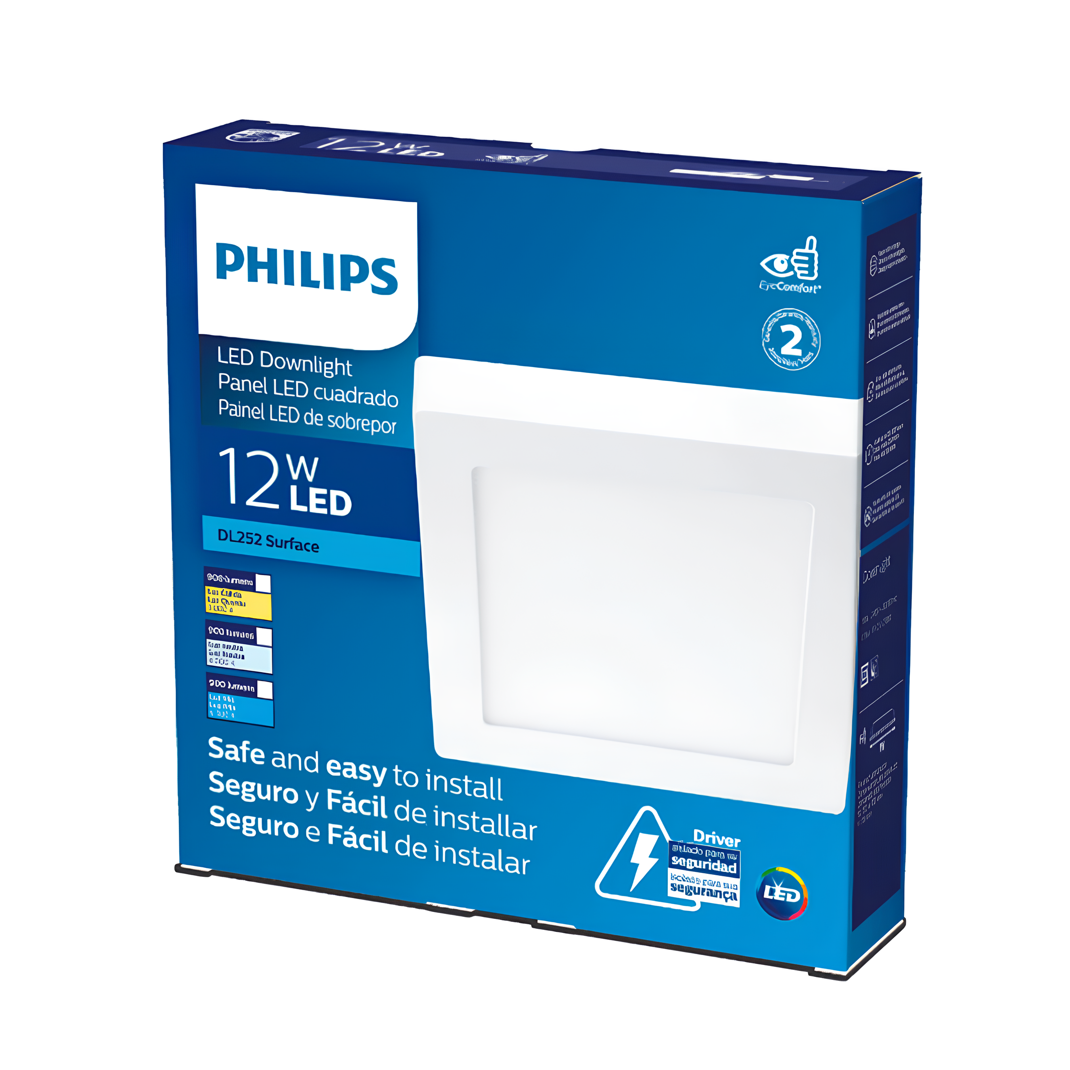 Luminária LED Sobrepor Quadrada 12W DL252 Philips
