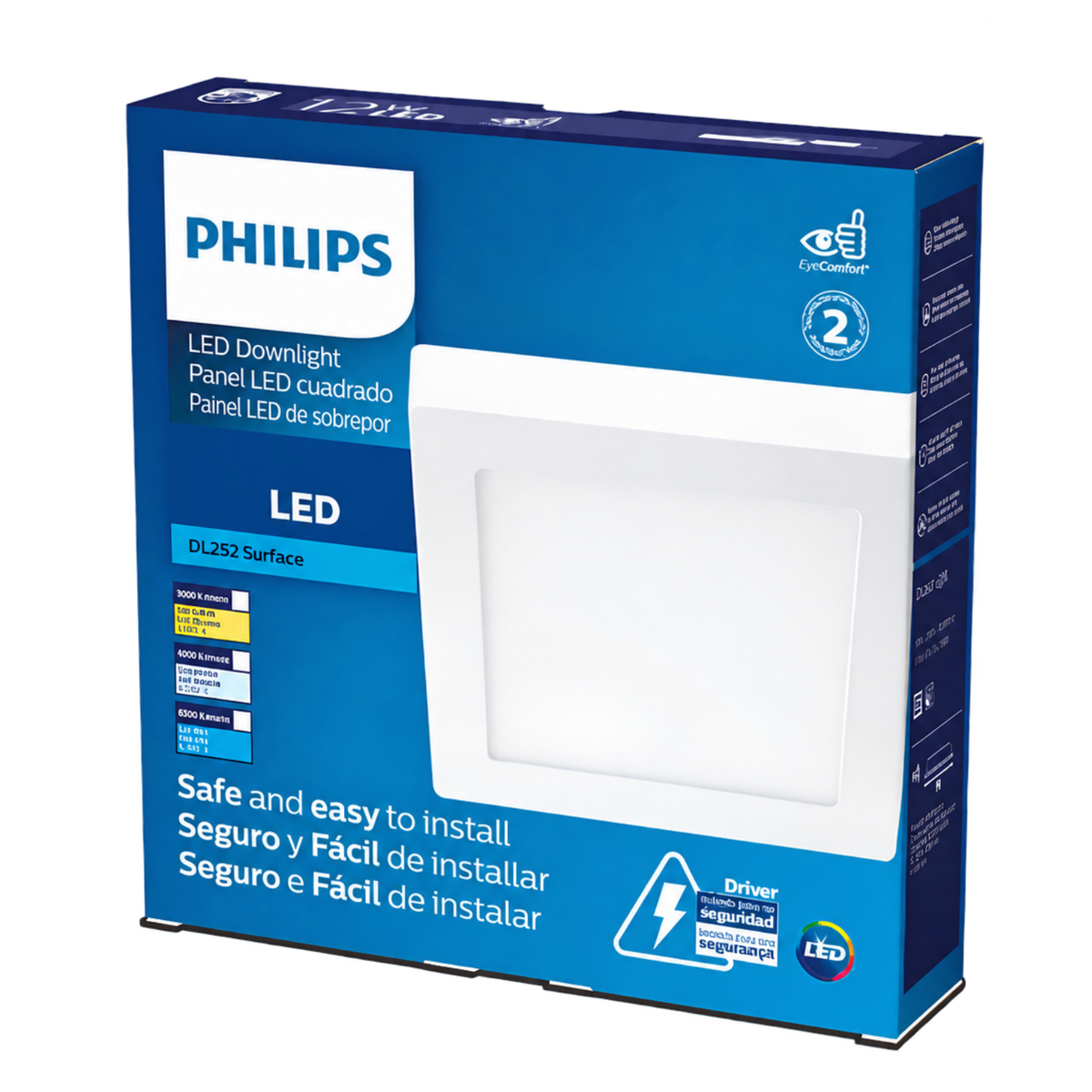 Luminária Led Quadrada Sobrepor 12W 900Lm 17Cm Bivolt Dl252 Philips