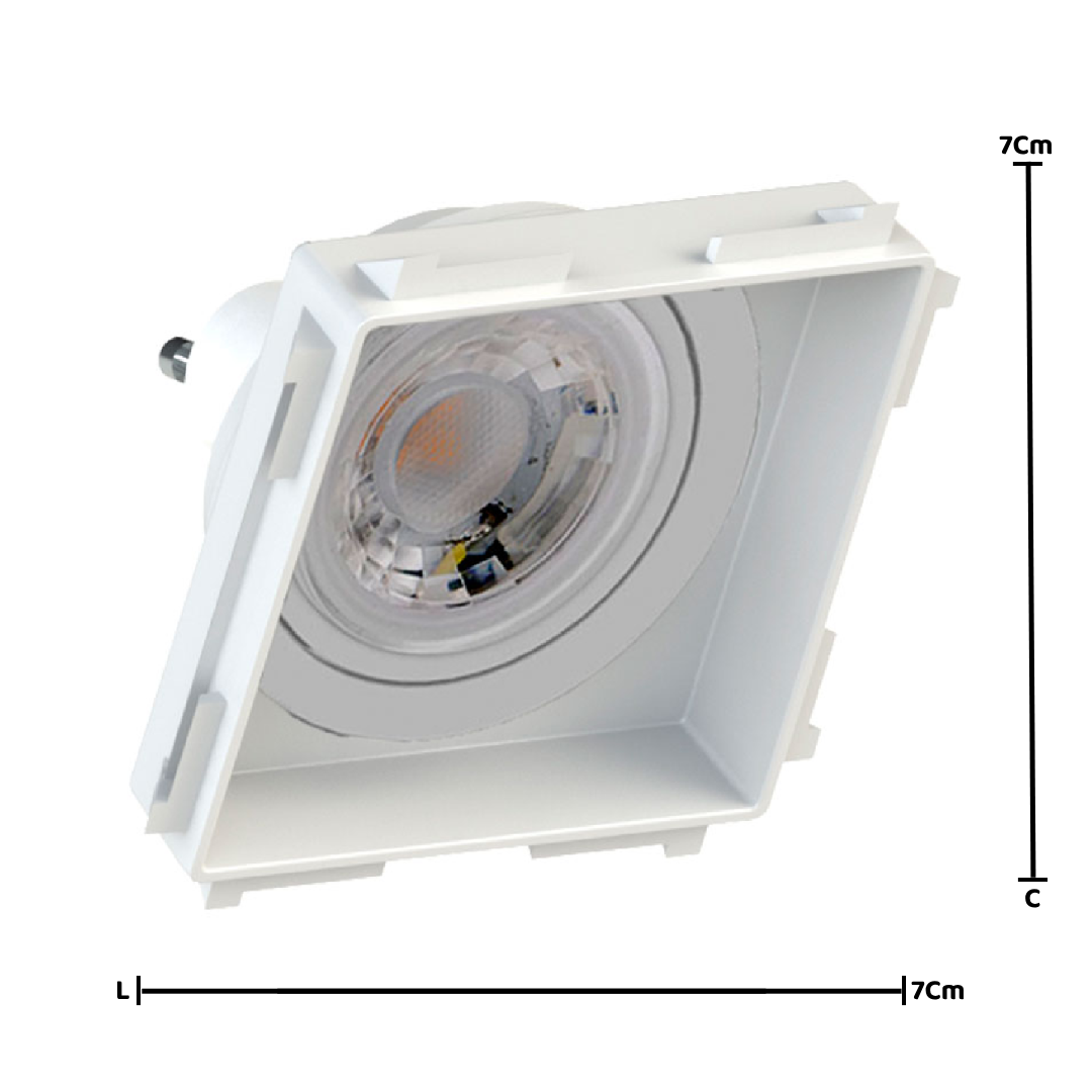Spot Quadrado Recuado No Frame Mini Dicroica Branco 7x2,9Cm Saveenergy