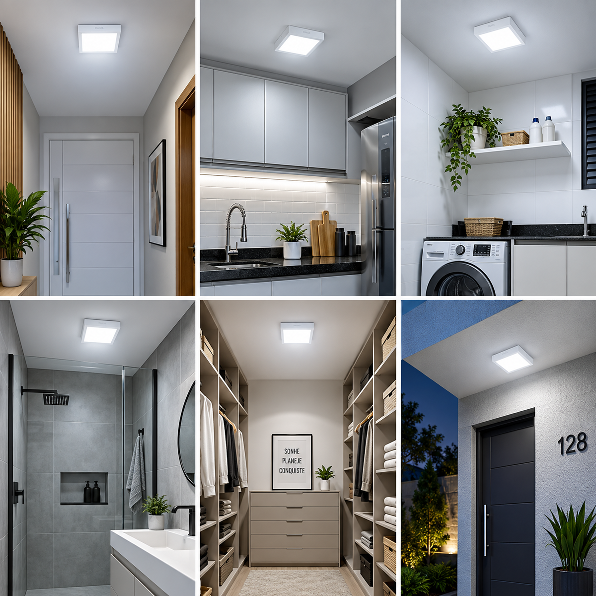 Luminária Led Quadrada Sobrepor 12W 900Lm 17Cm Bivolt Dl252 Philips