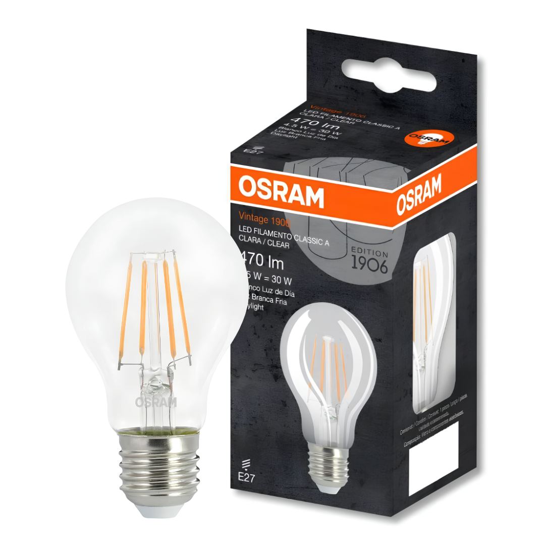 Lampada Led Bulbo Filamento Dim 4,5W 6500K 470Lm 300° E27 Osram