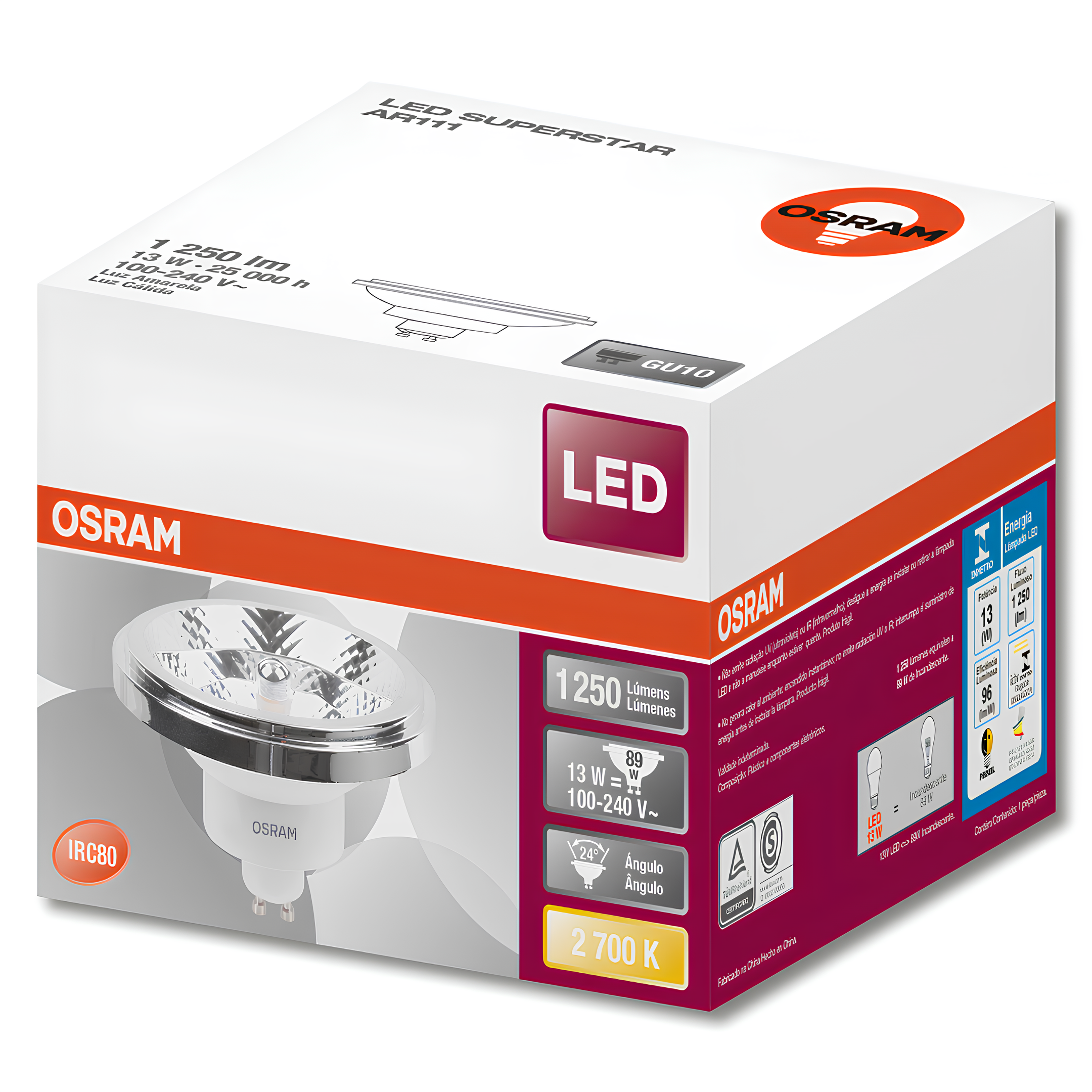 Lampada Led Ar111 13W 2700K 1250Lm Ip20 Bivolt Gu10 Osram