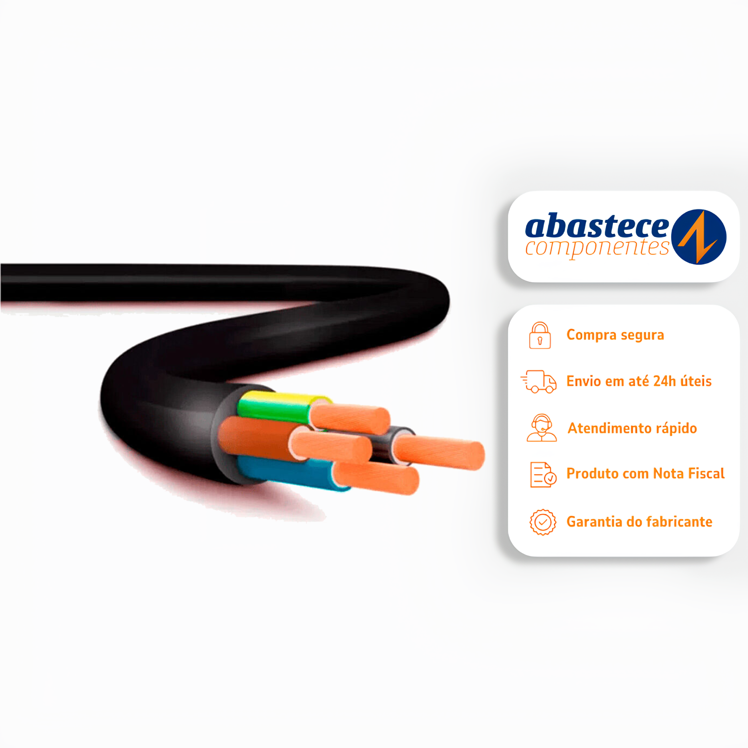 Rolo De 100 Metros Cabo PP 2X1,5Mm 1KV Cobrecom